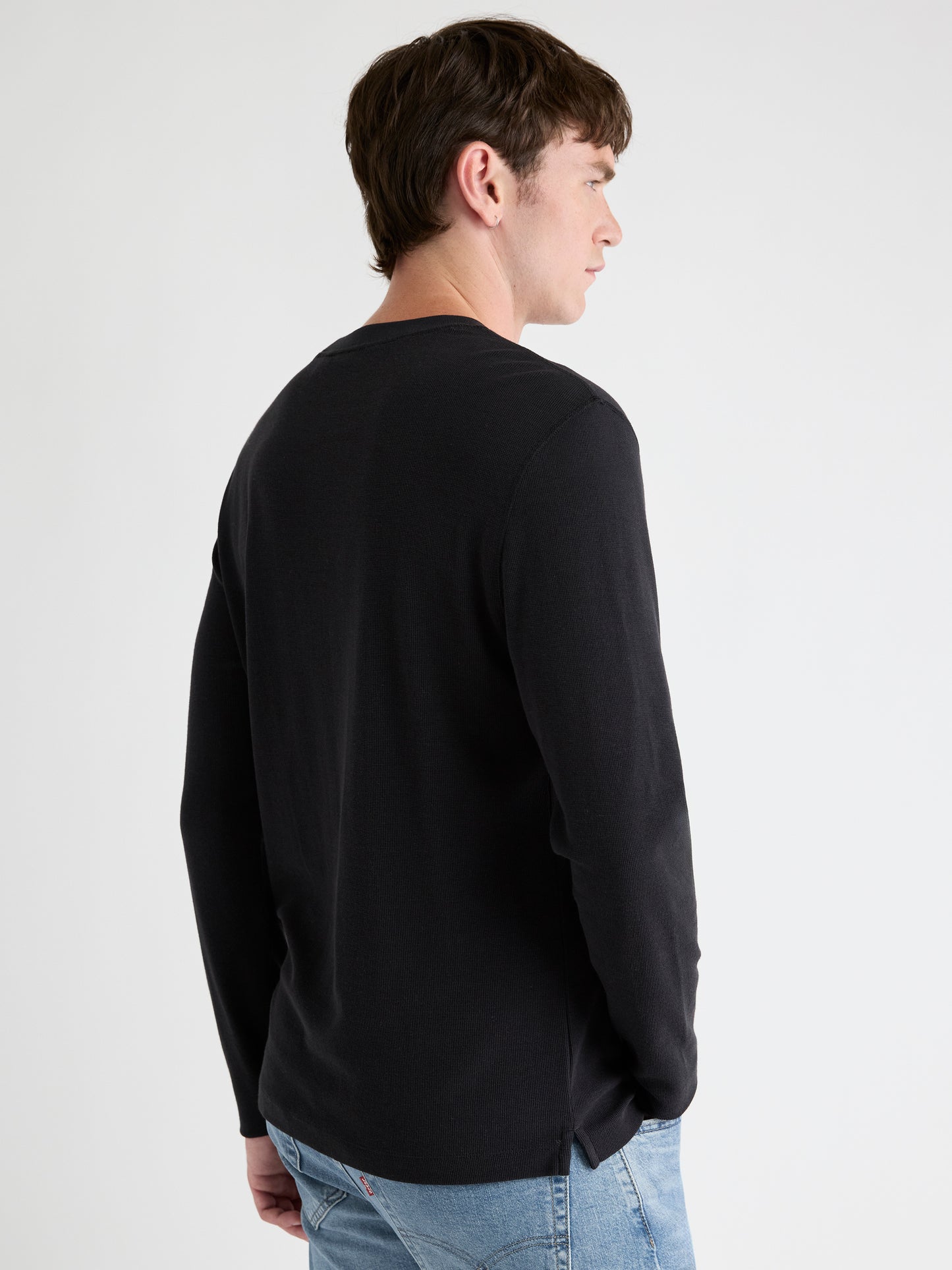 Long-Sleeve Crew-Neck Waffled Tee