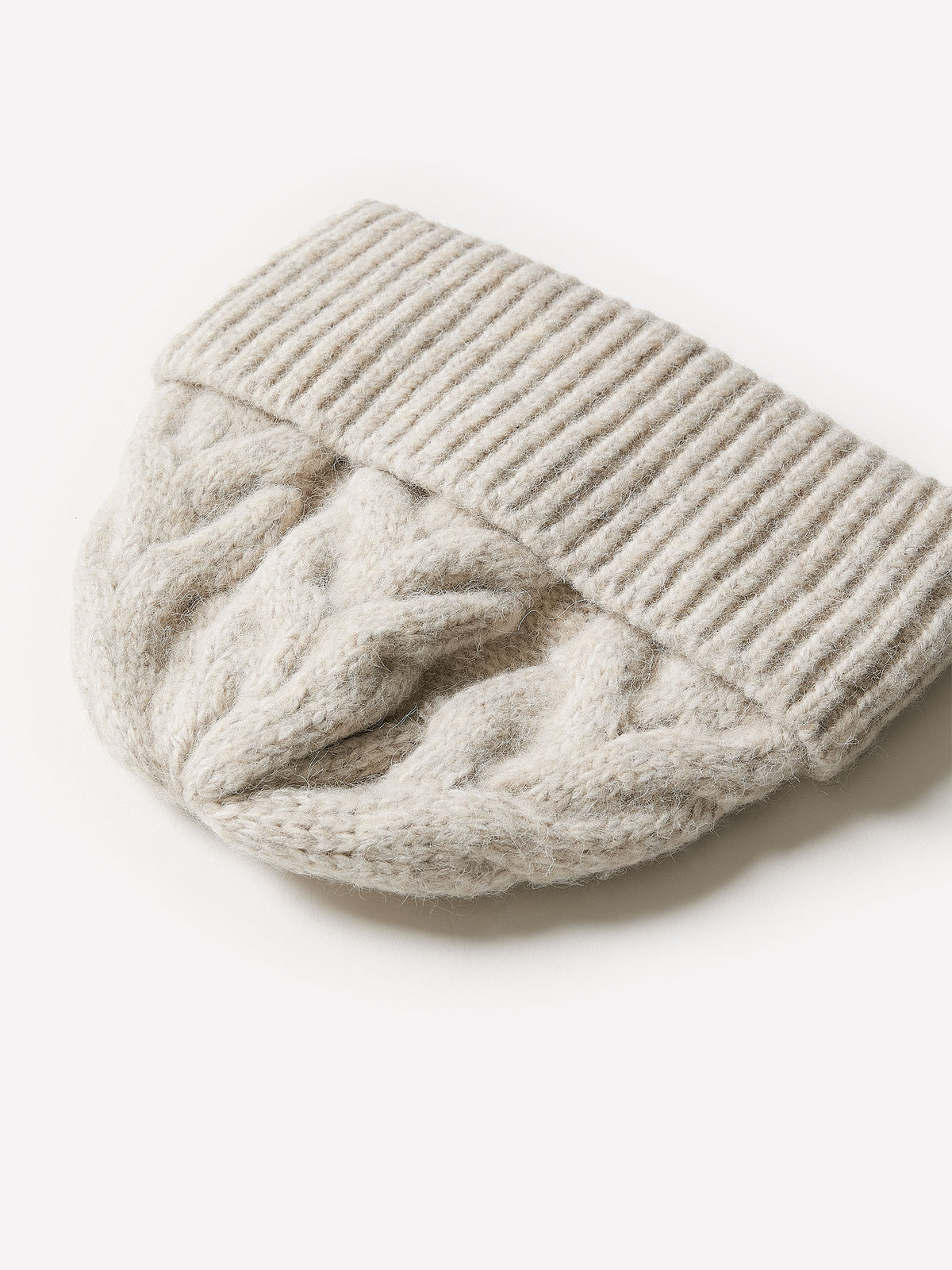 Cable Knit Beanie Wool Blend