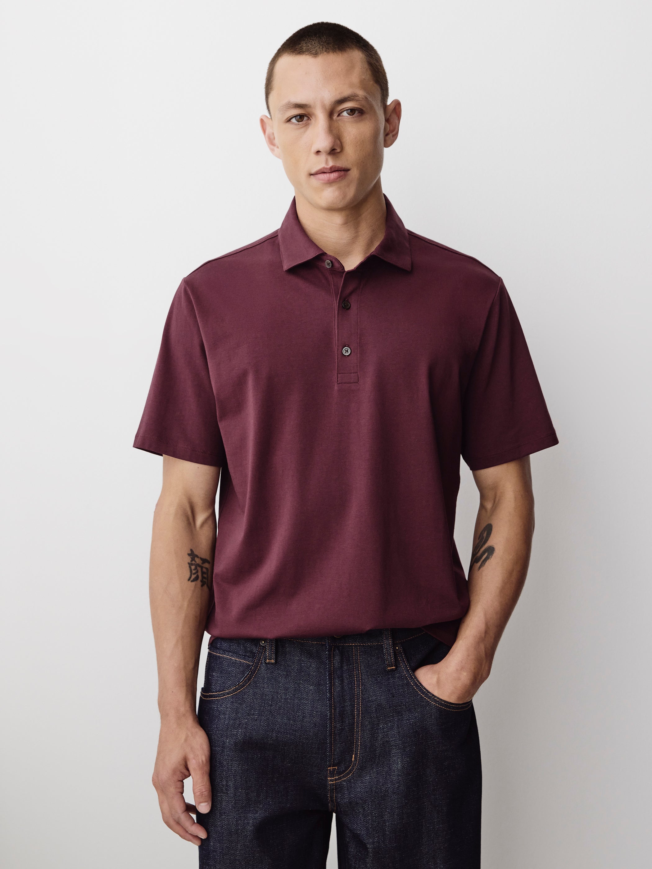 Men's Knit Tailored Collar Polo Shirt Supima Cotton