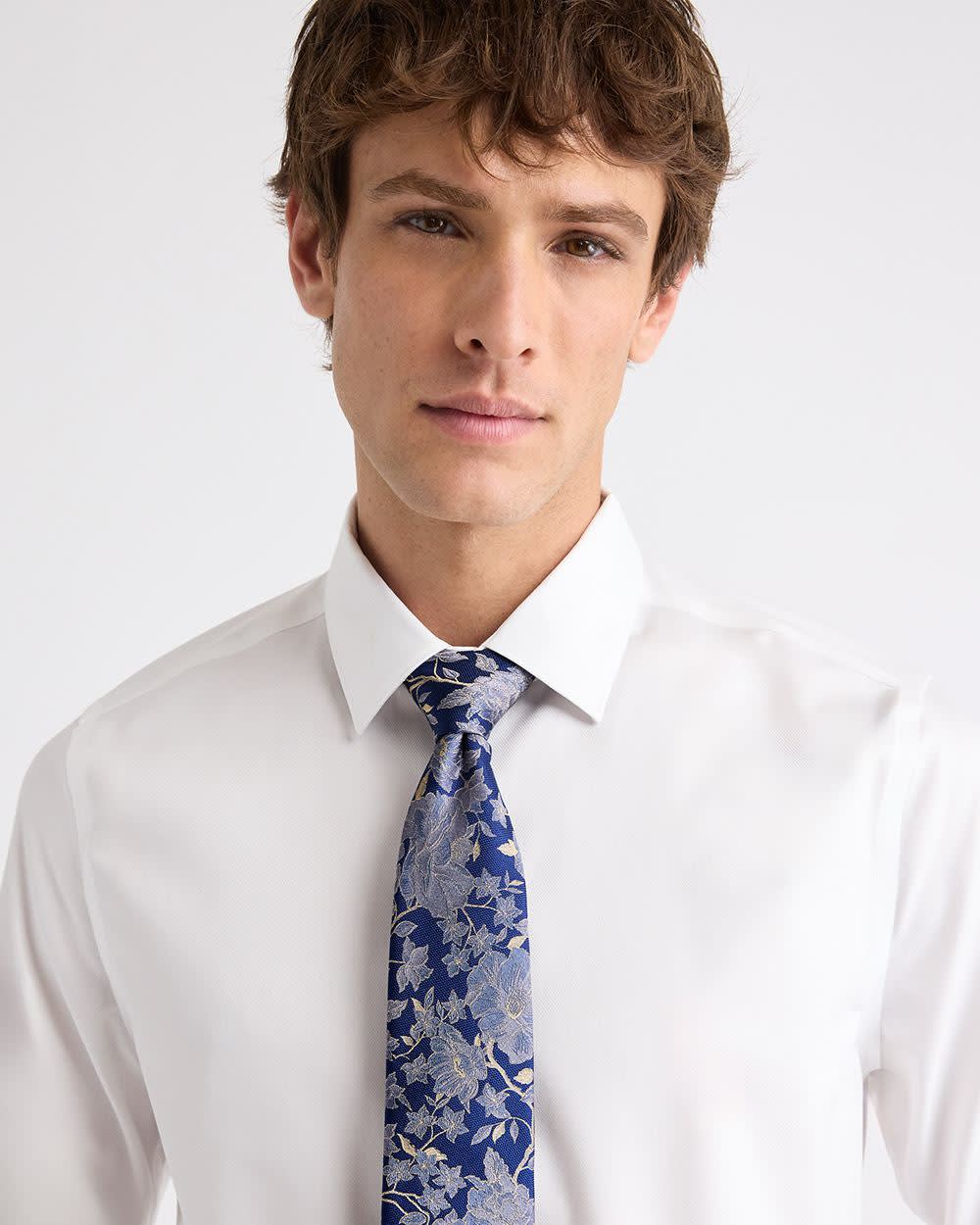 Blue Regular Tie with Floral Pattern