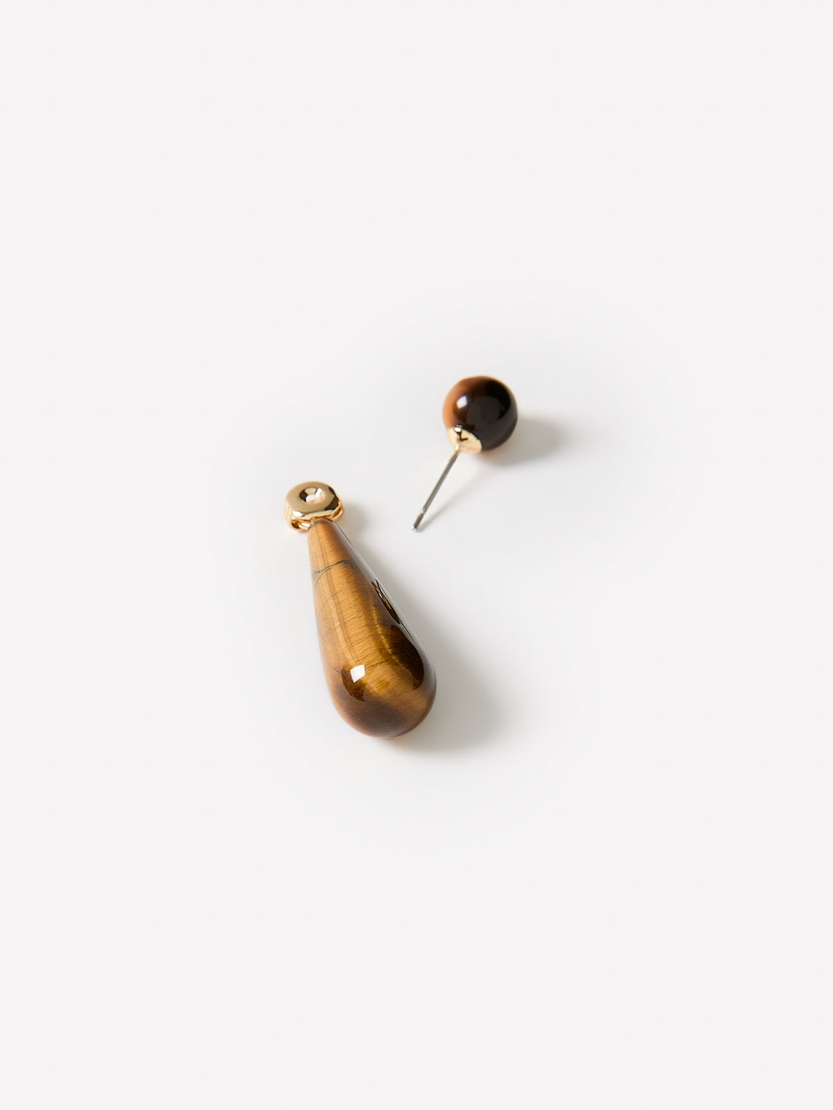 Pendant Earrings with Tiger Eye Stones