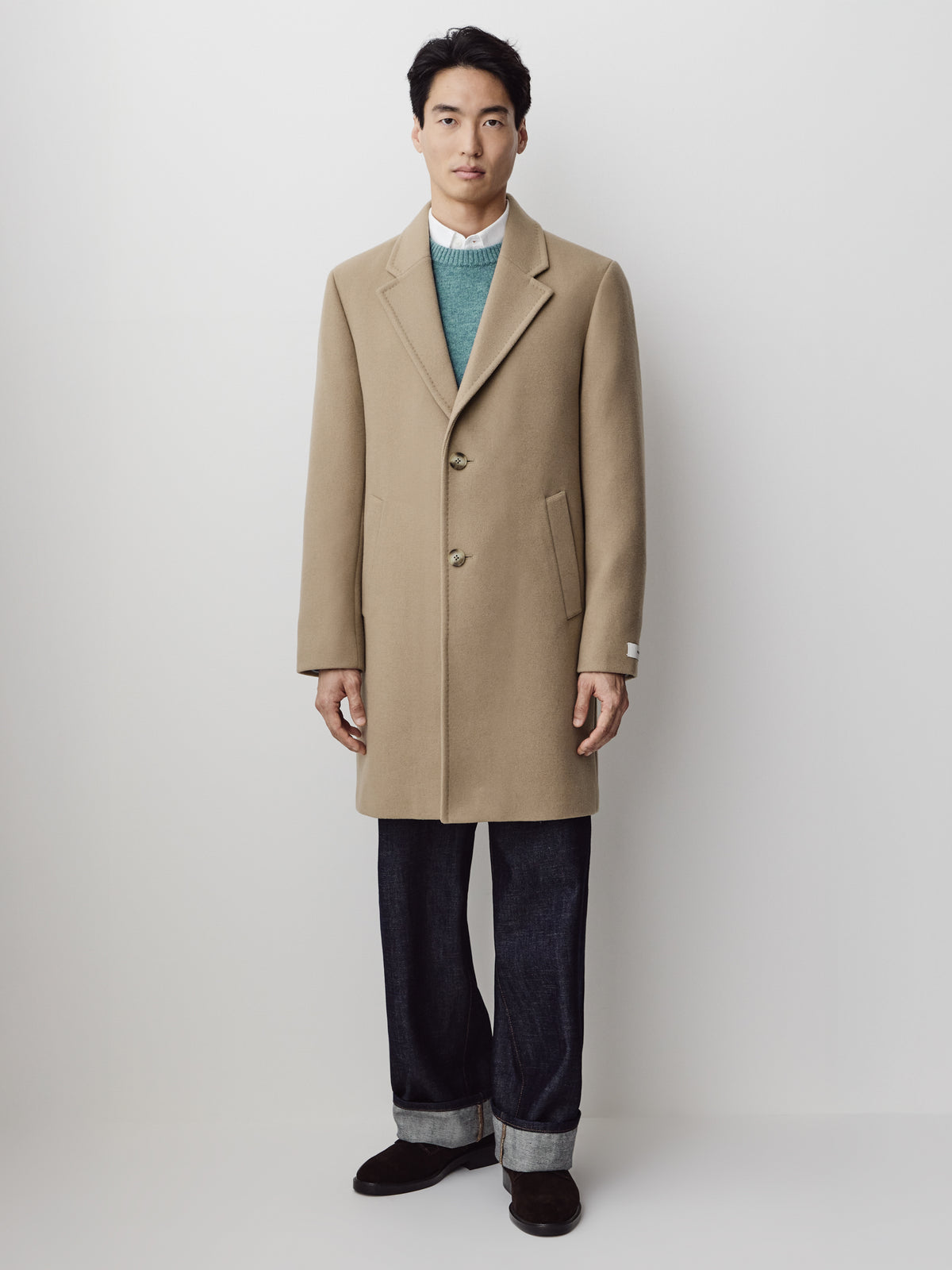 Wool Blend Classic Topcoat for Men