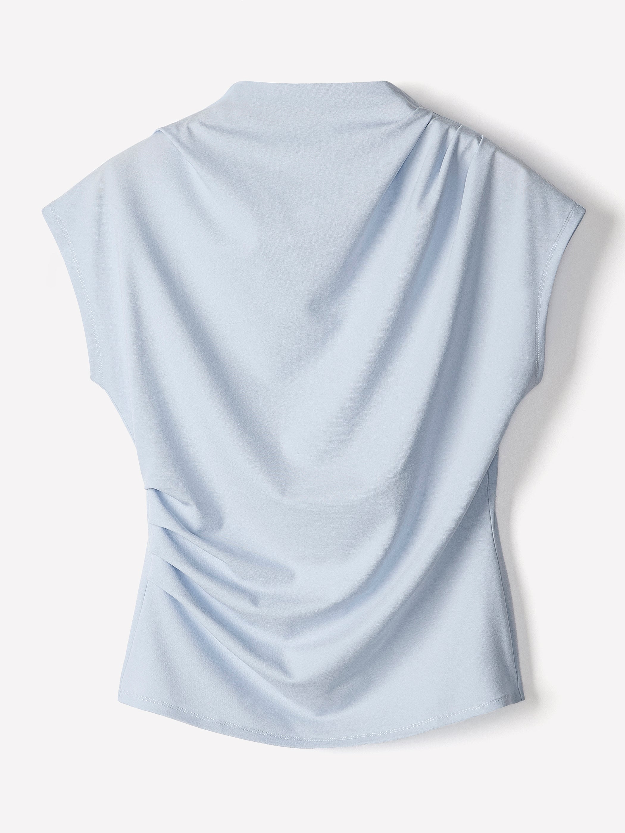 Extended-Sleeve Crew-Neck Draped Top