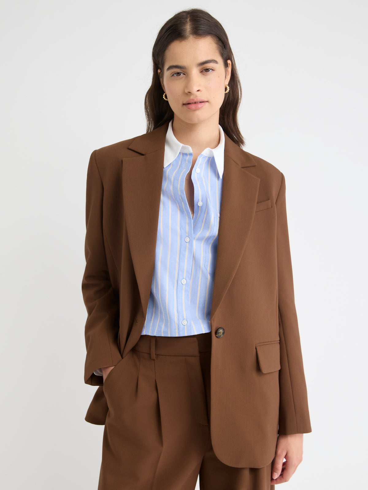 Oversized One-Button Blazer