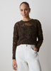 Long-Sleeve Crew-Neck Top with Crochet Details