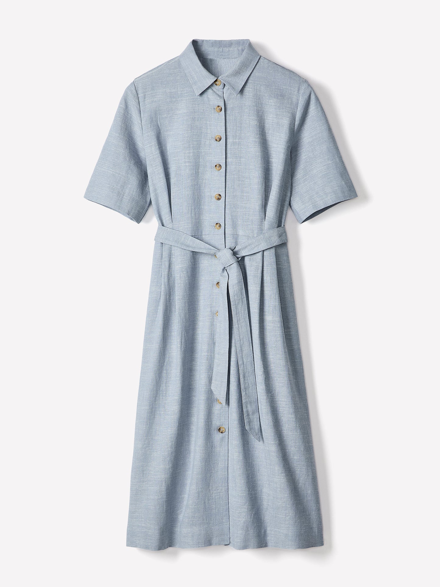 Women's Linen-Blend Short-Sleeve Midi Dress with Shirt Collar RW&CO Women's Linen-Blend Short-Sleeve Midi Dress with Shirt Collar RW&CO