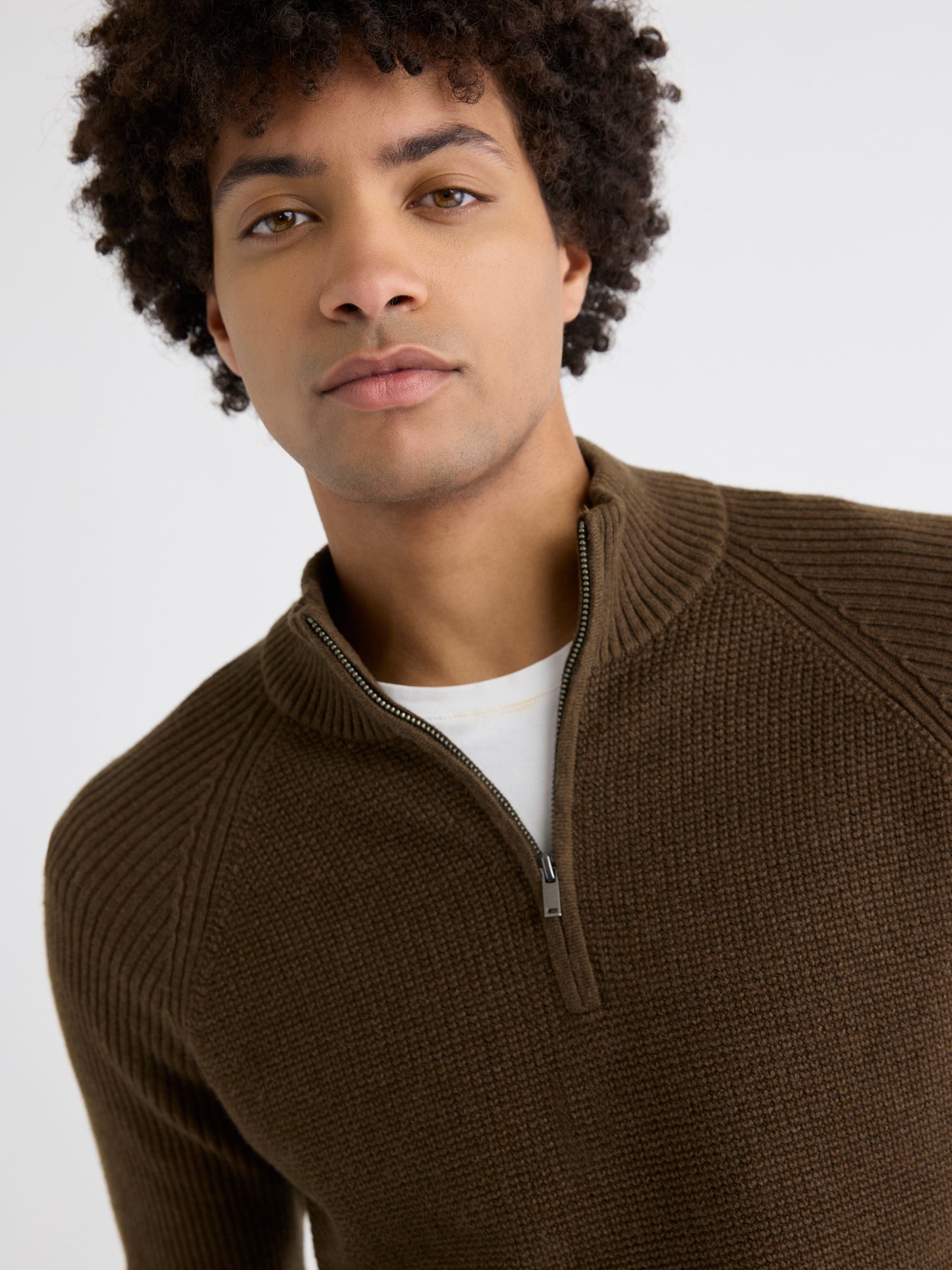 Pull à Col Montant Zippé et Manches Longues