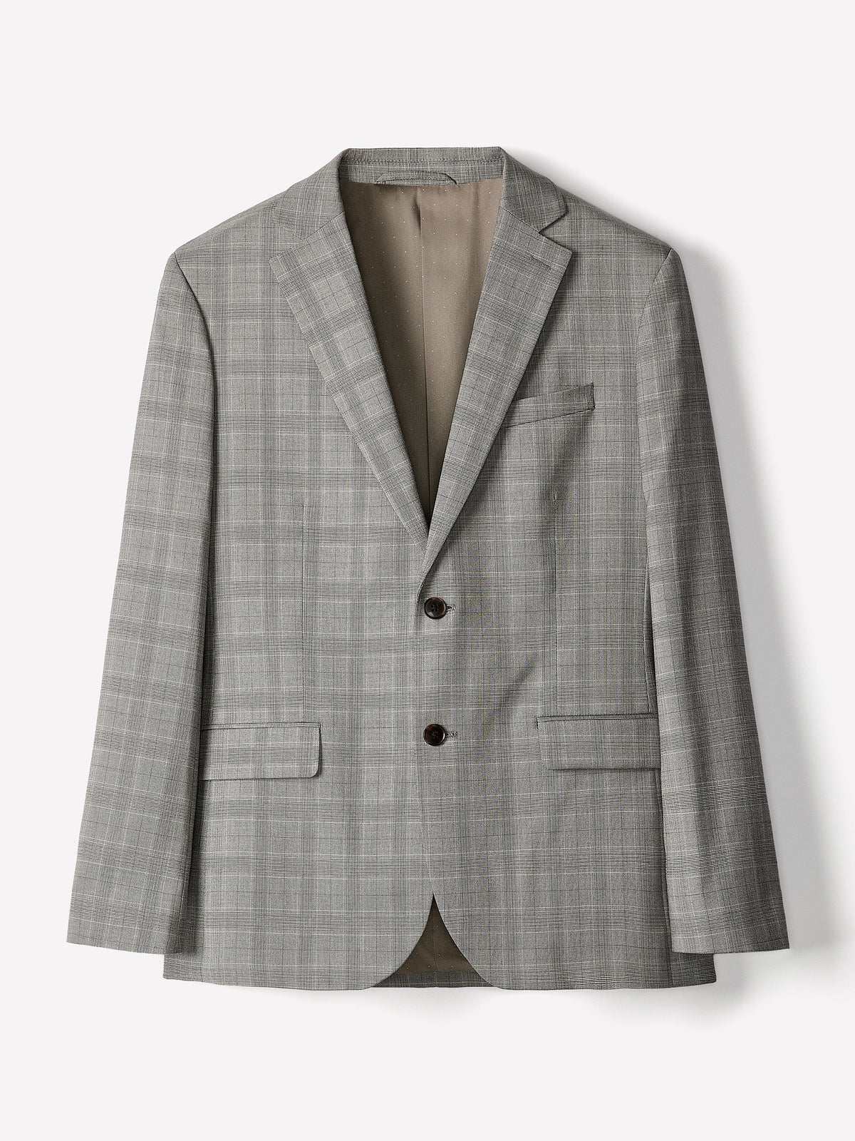 Slim-Fit Checkered Grey Suit Blazer