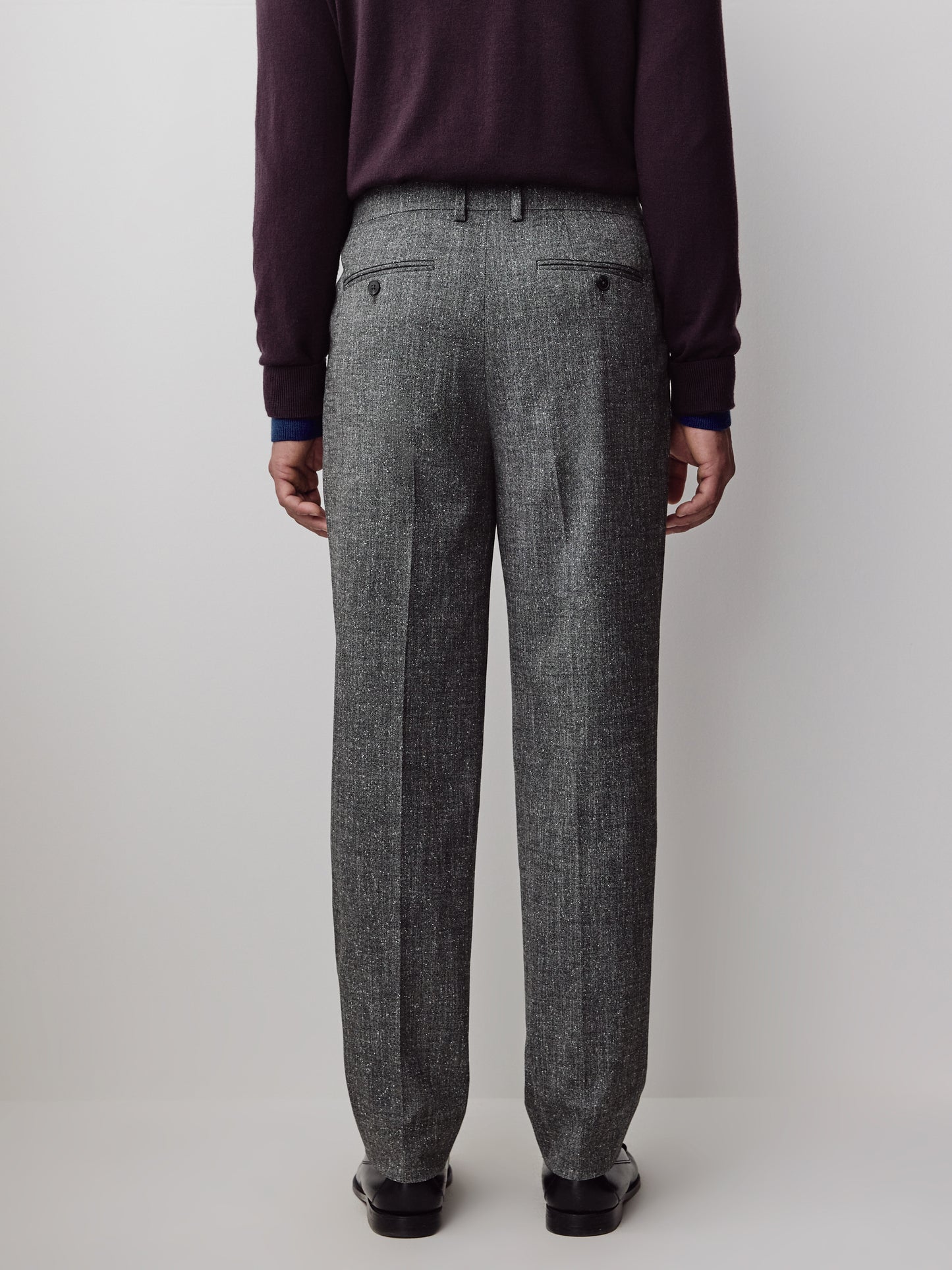 Tapered Pleated Tweed City Pants
