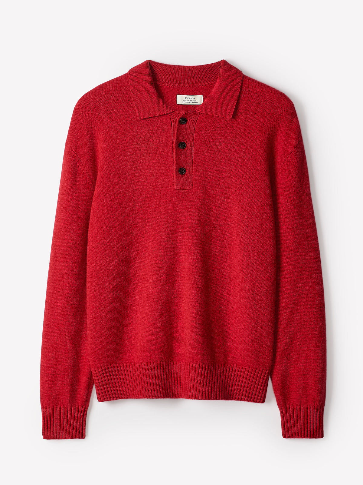 Lambswool Long-Sleeve Polo Sweater