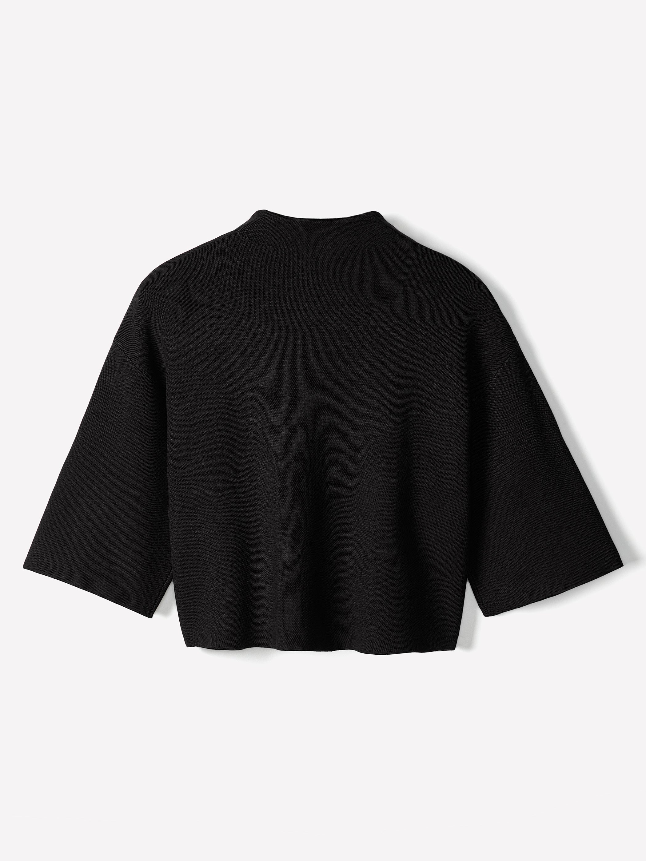 Mock-Neck Sweater with Bell Elbow Sleeves