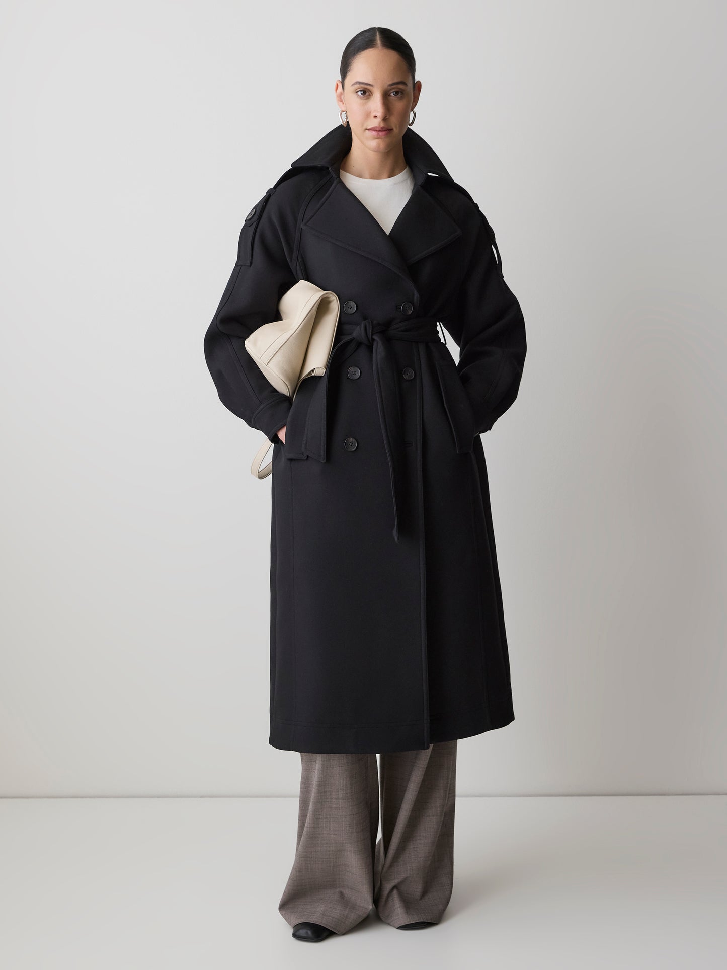 Double-Breasted Trench Coat with Belt