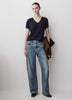 Knit Pullover V-Neck Tee Silk Blend