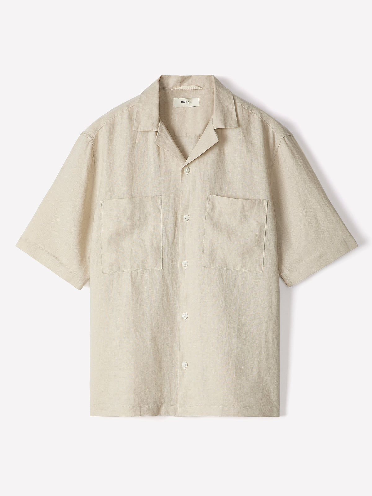 Short-Sleeve Linen Shirt with Camp Collar
