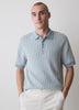 Striped Short-Sleeve Polo Sweater