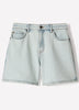 Woven Denim High Rise Mid Thigh Shorts