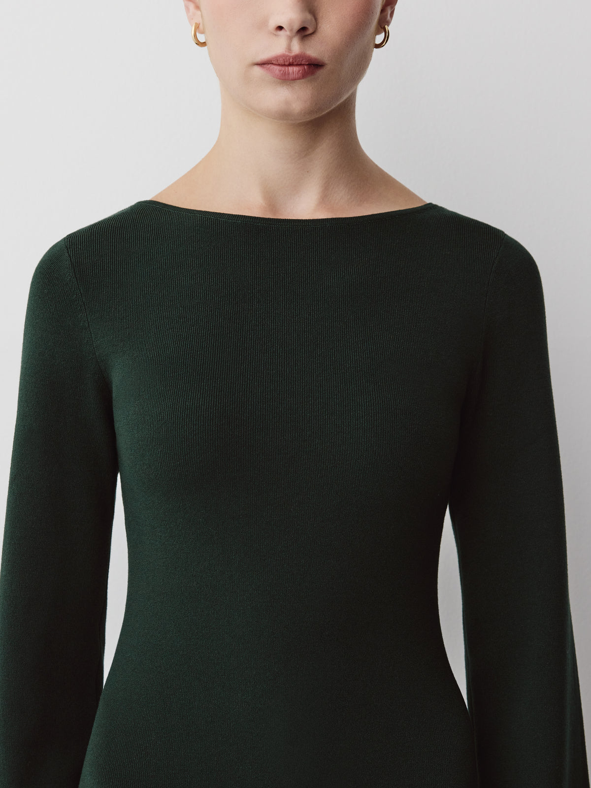 Knit Boat Neck A-Line Mini Dress