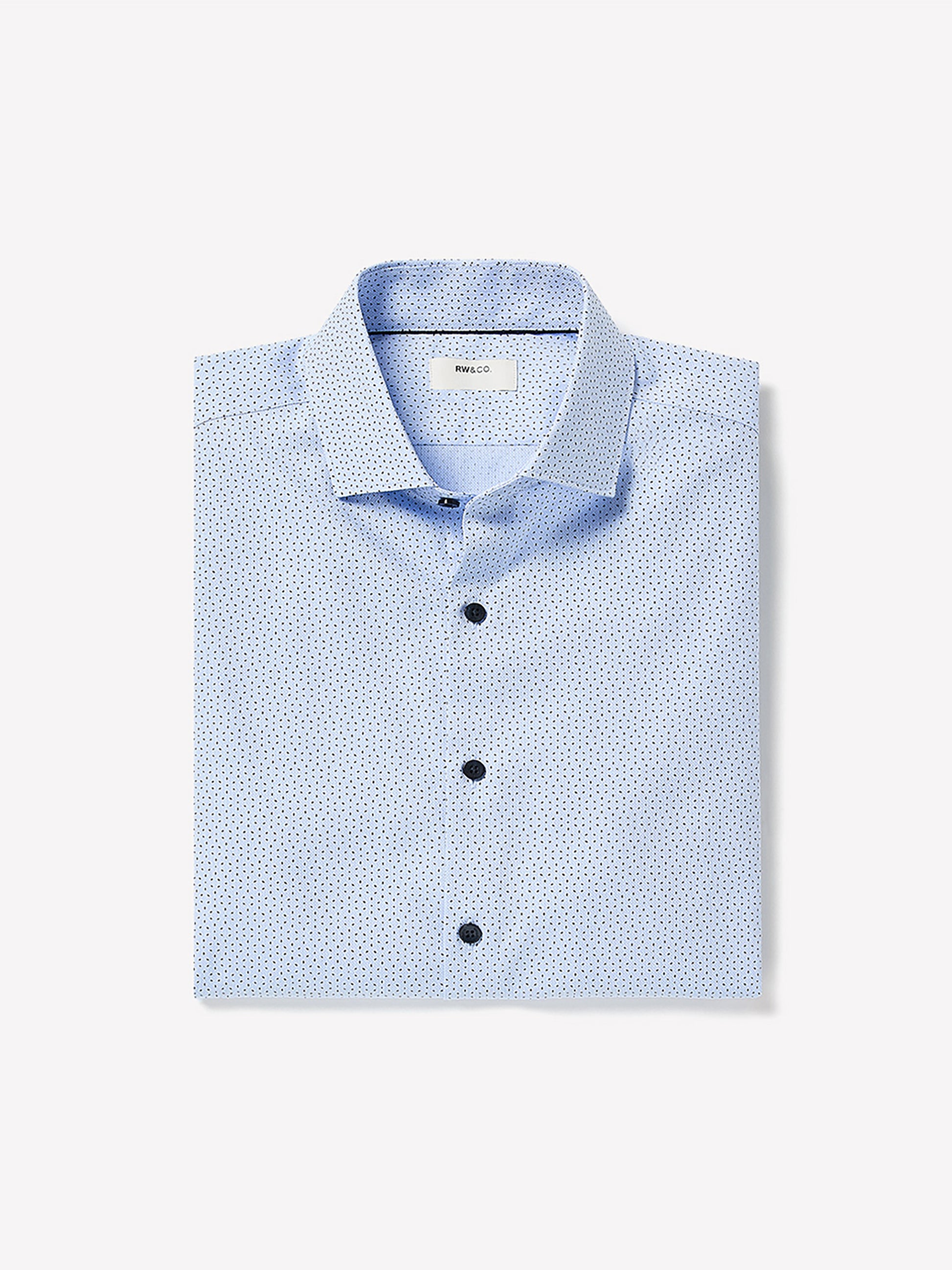 Navy Tailored Fit Dress Shirt with Geo Pattern
