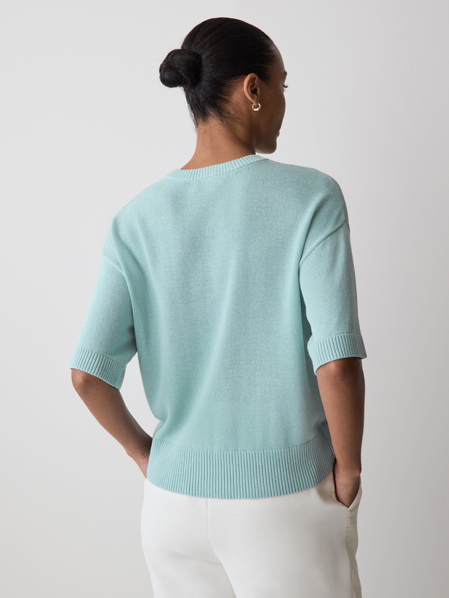 Short-Sleeve Crew-Neck Boxy Sweater