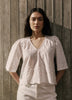 Woven Cotton Embroidery Popover Blouse