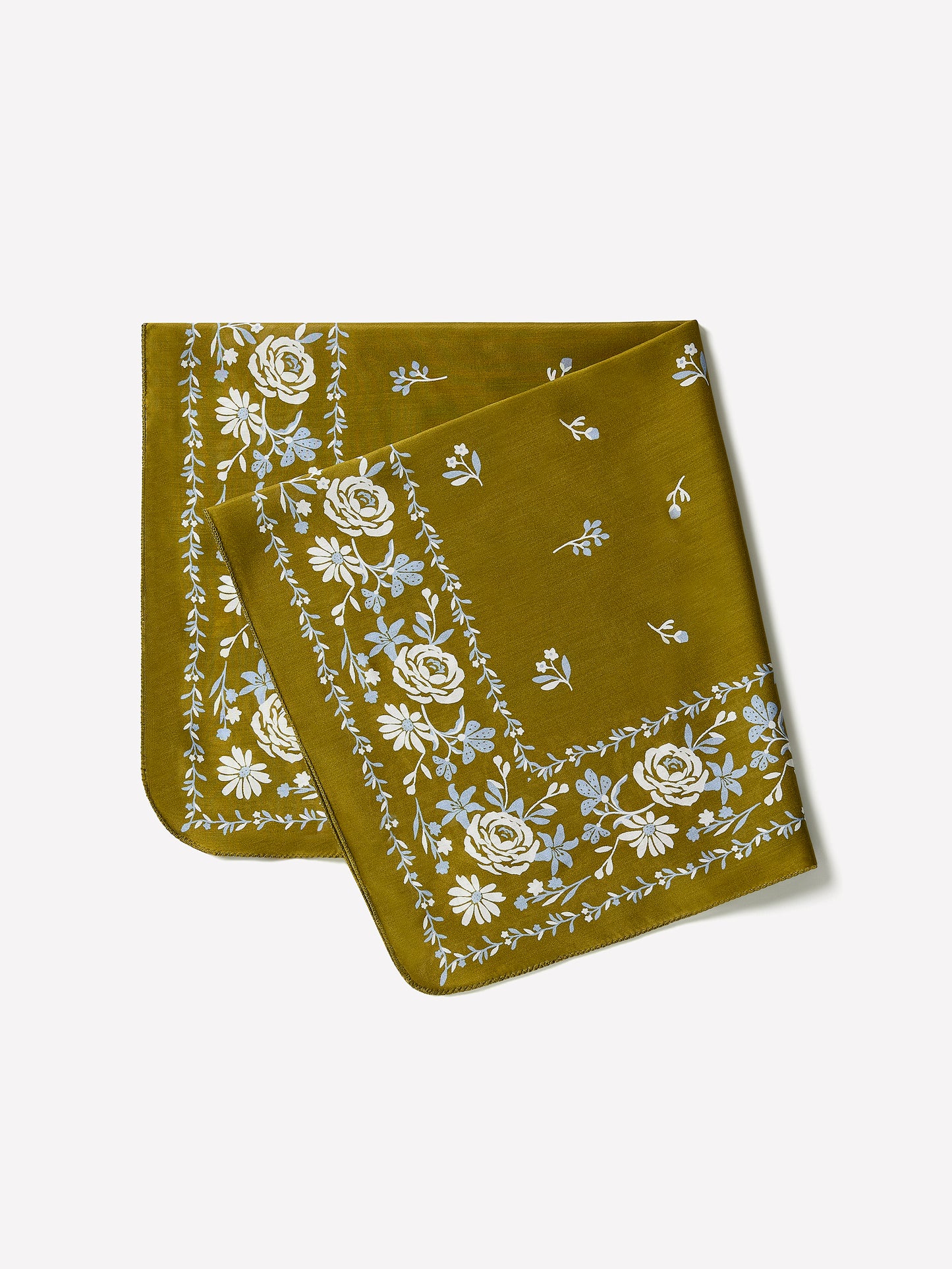 Square Silk Blend Floral Scarf 27"x27"