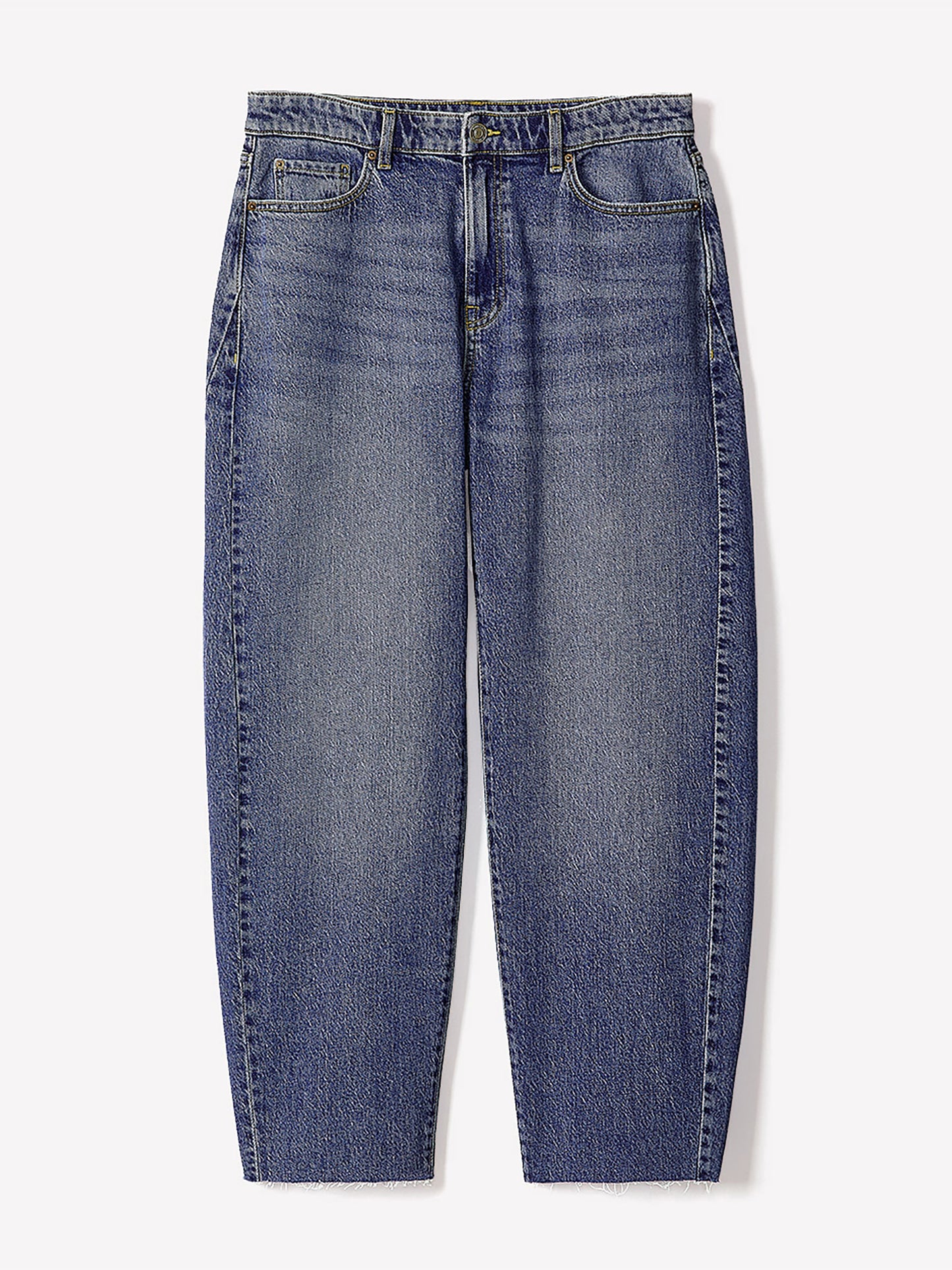 Jeans à Taille Mi-Haute et Jambe Ballon