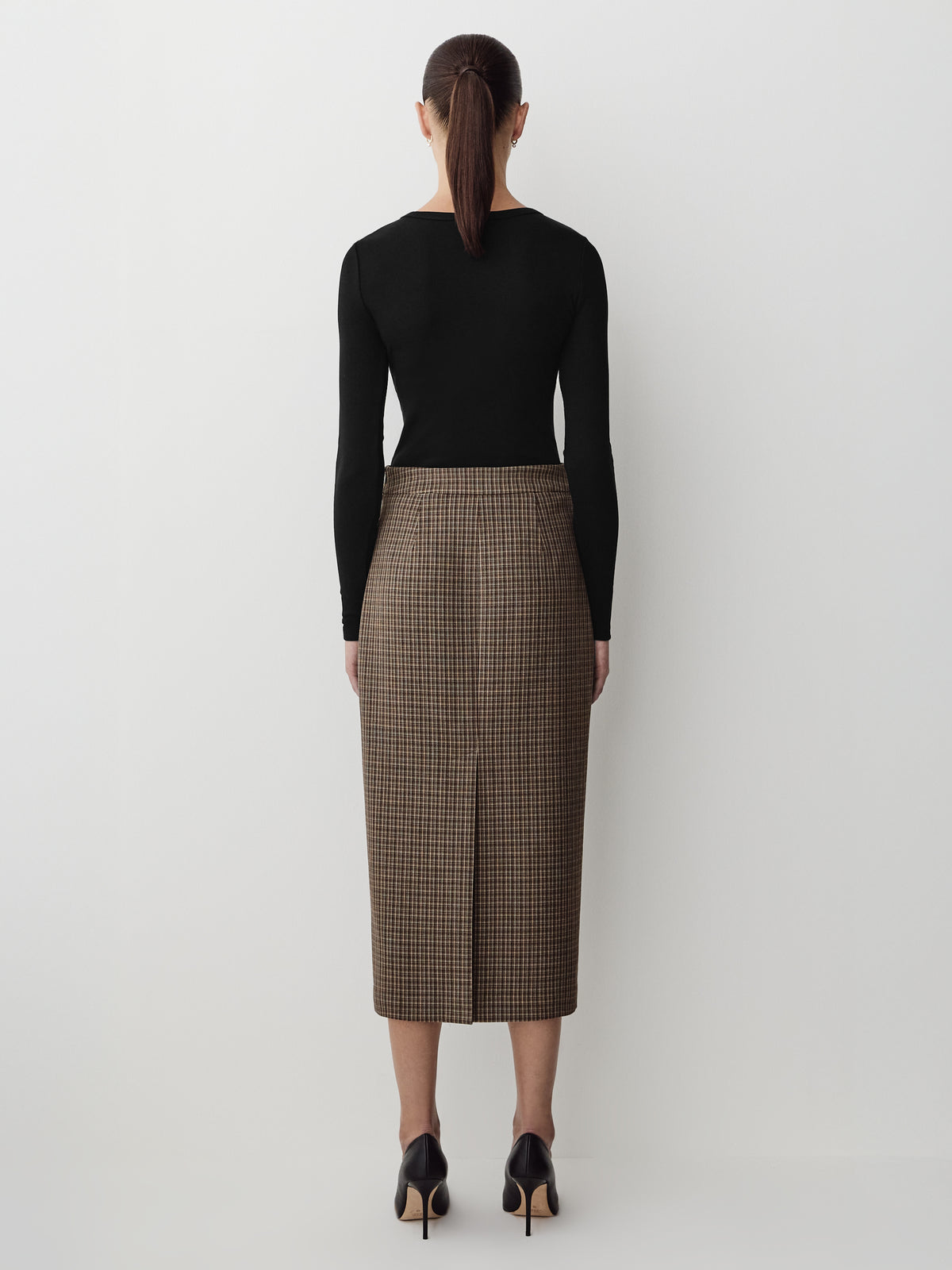 Plaid Straight Midi Skirt