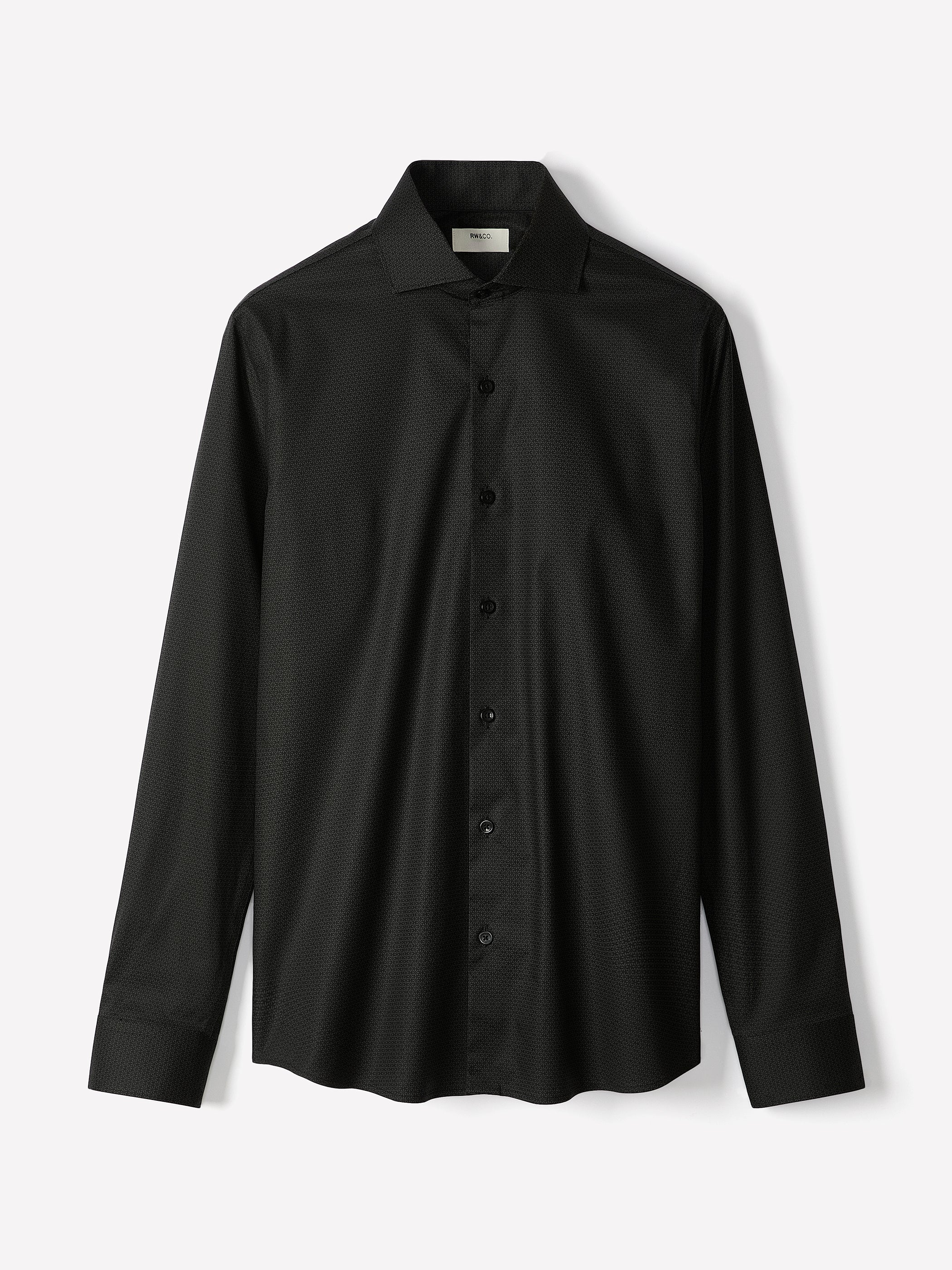 Slim-Fit Sateen Dress Shirt with Geo Pattern