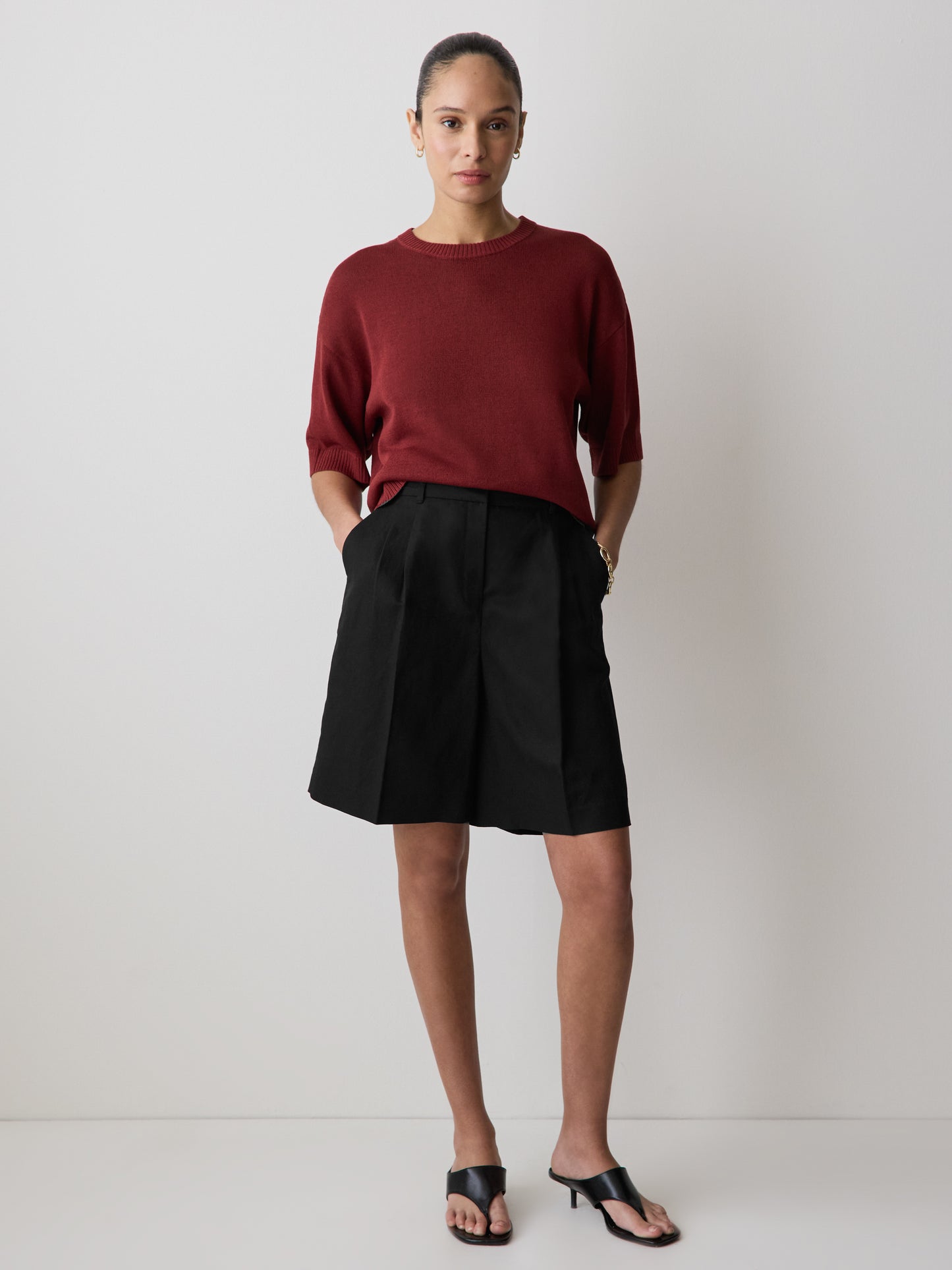 Short-Sleeve Crew-Neck Boxy Sweater