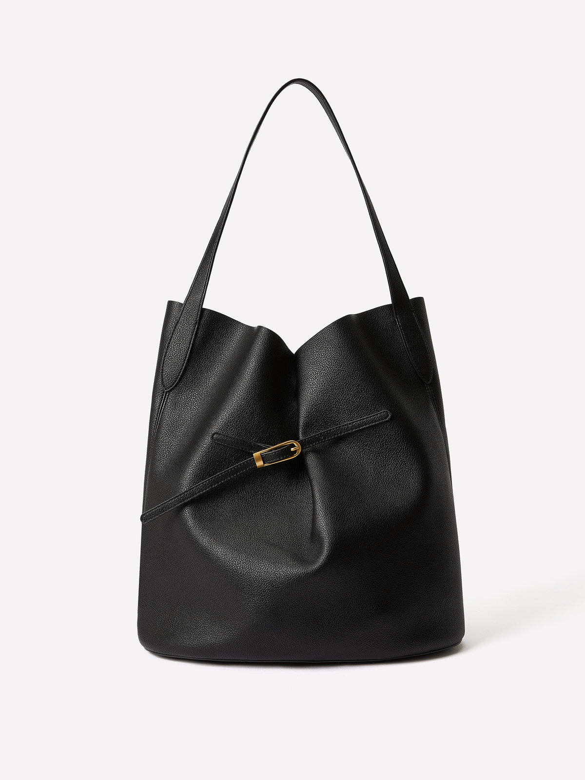 Belted Faux Leather Tote Bag
