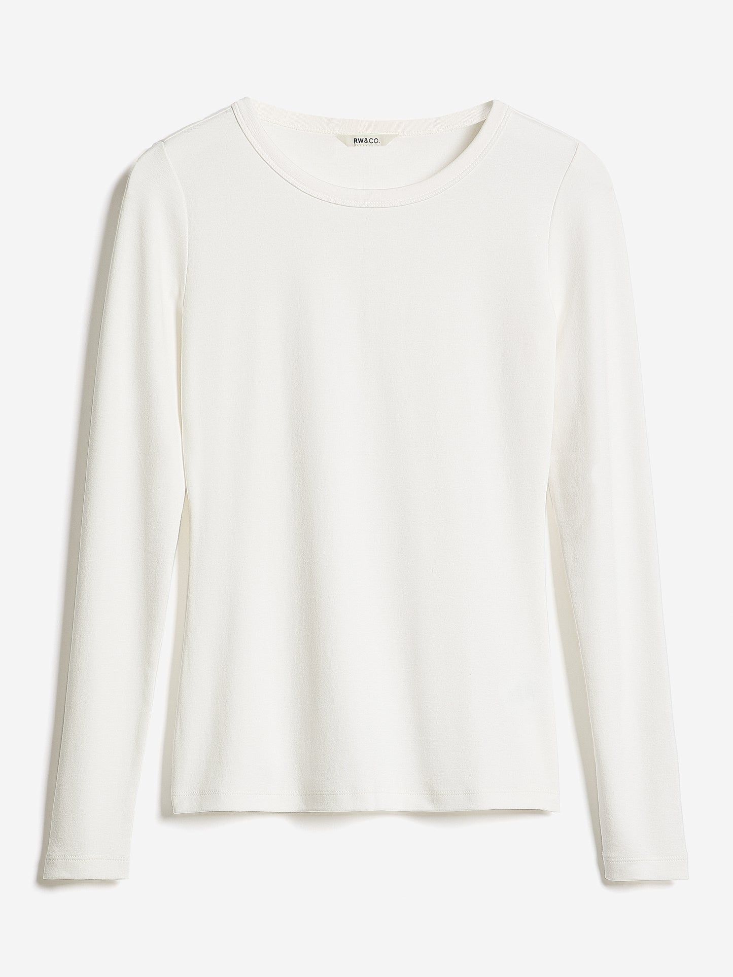 Luxe Knit Long-Sleeve Crew-Neck Fitted Ribbed Tee
