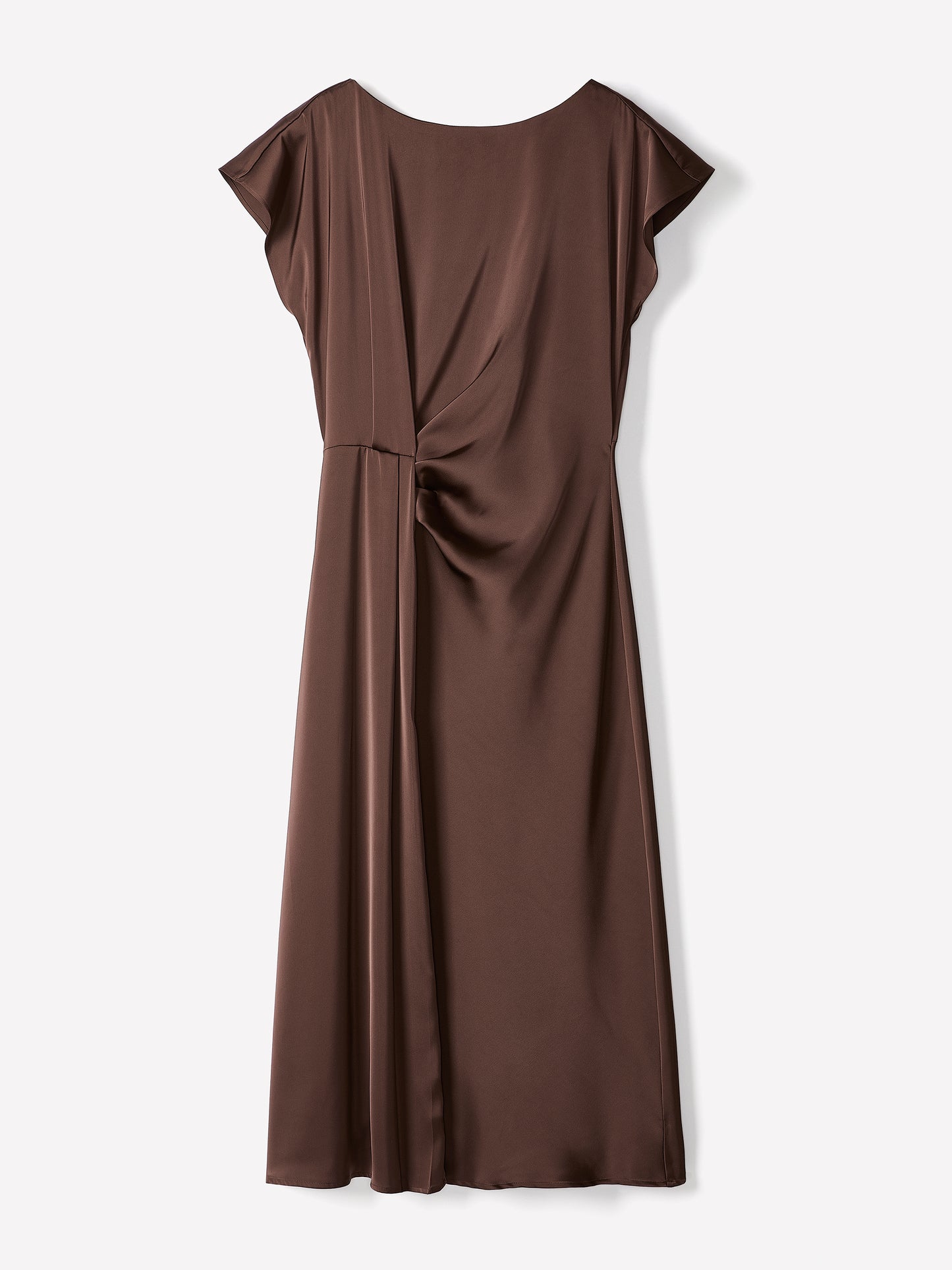 Short-Sleeve Cocktail Midi Dress with Draped Detail