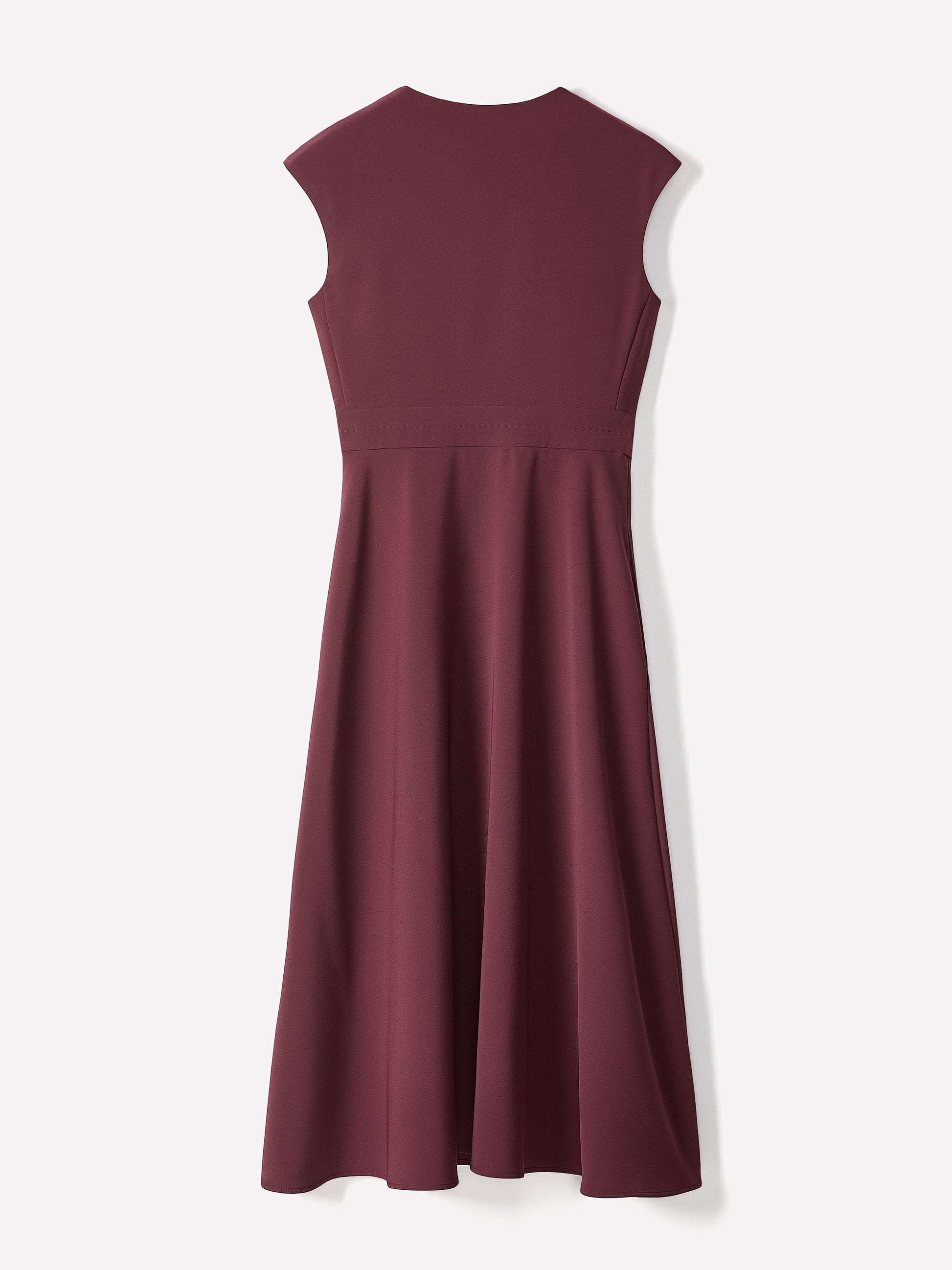 Extended-Sleeve V-Neck Wrap Midi Dress
