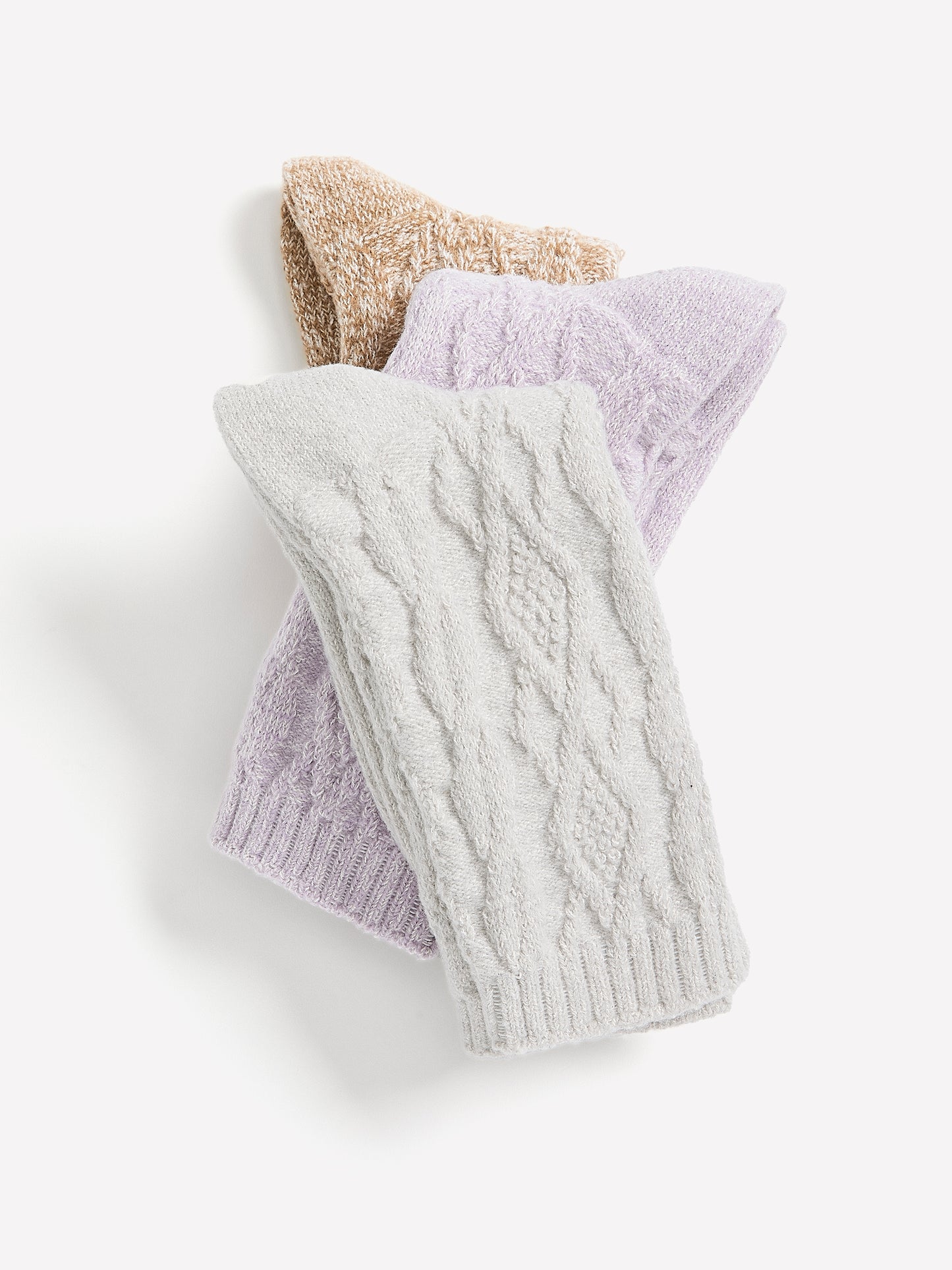 Super-Soft Crew Socks with Cable Stitches