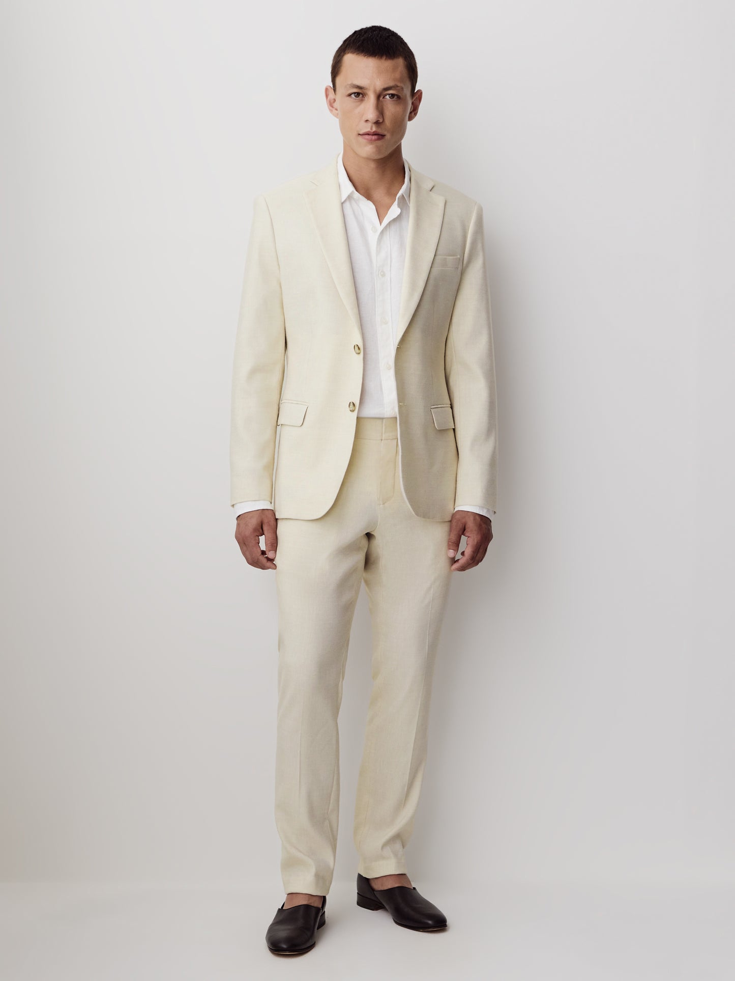 Slim Fit Stretch Linen Suit Blazer