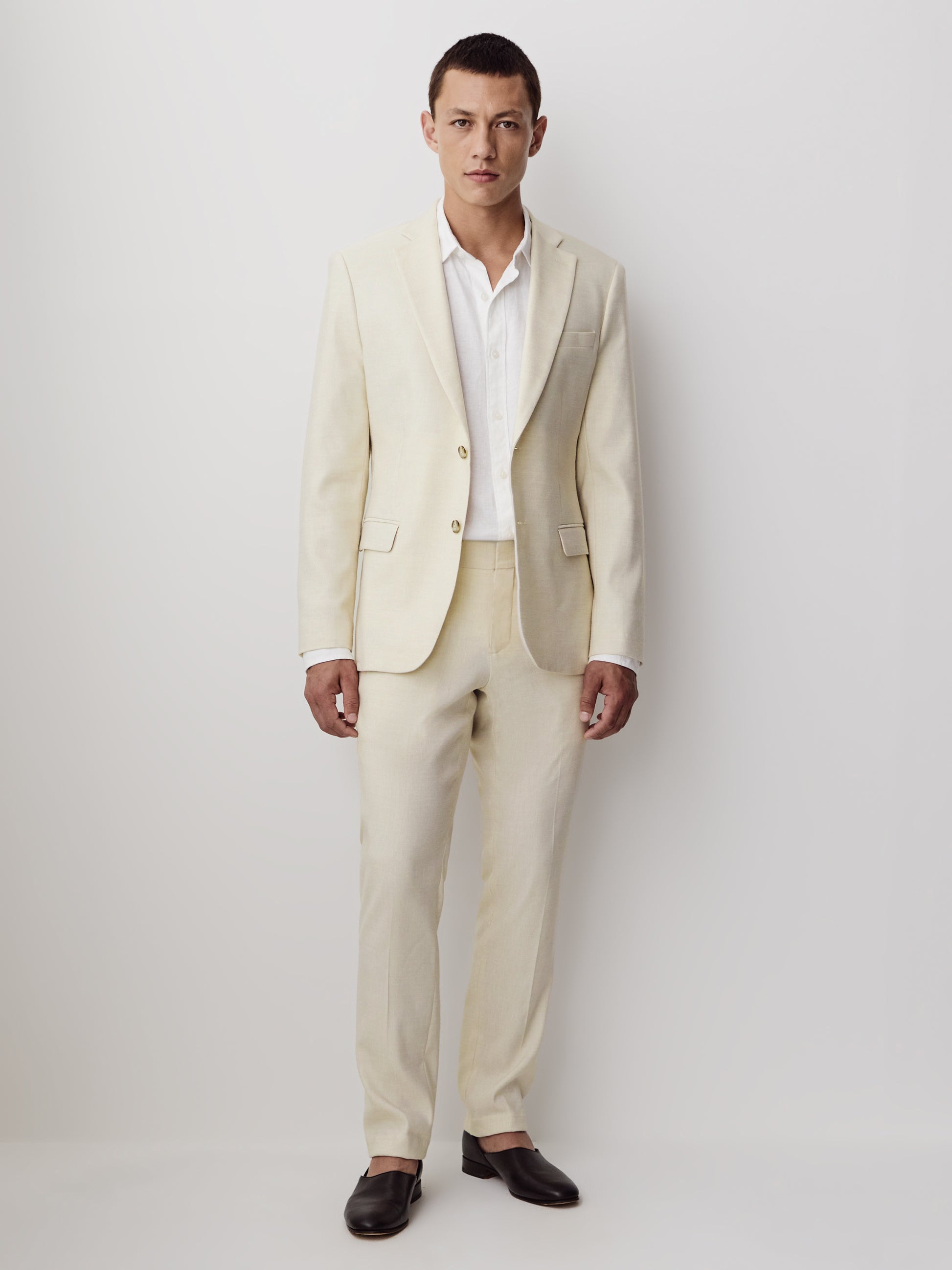 Slim Fit Stretch Linen Suit Blazer