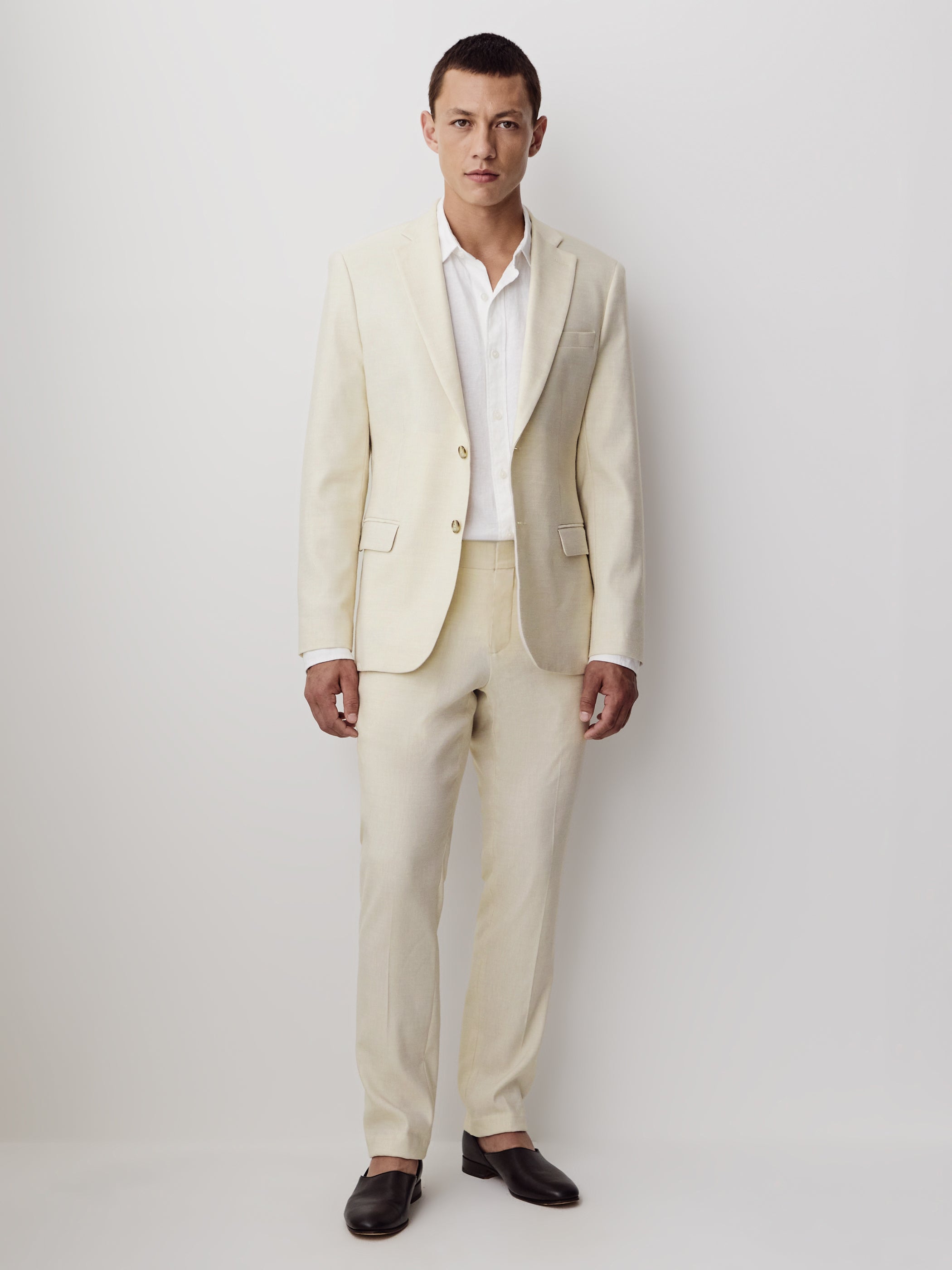 Slim Fit Stretch Linen Suit Blazer