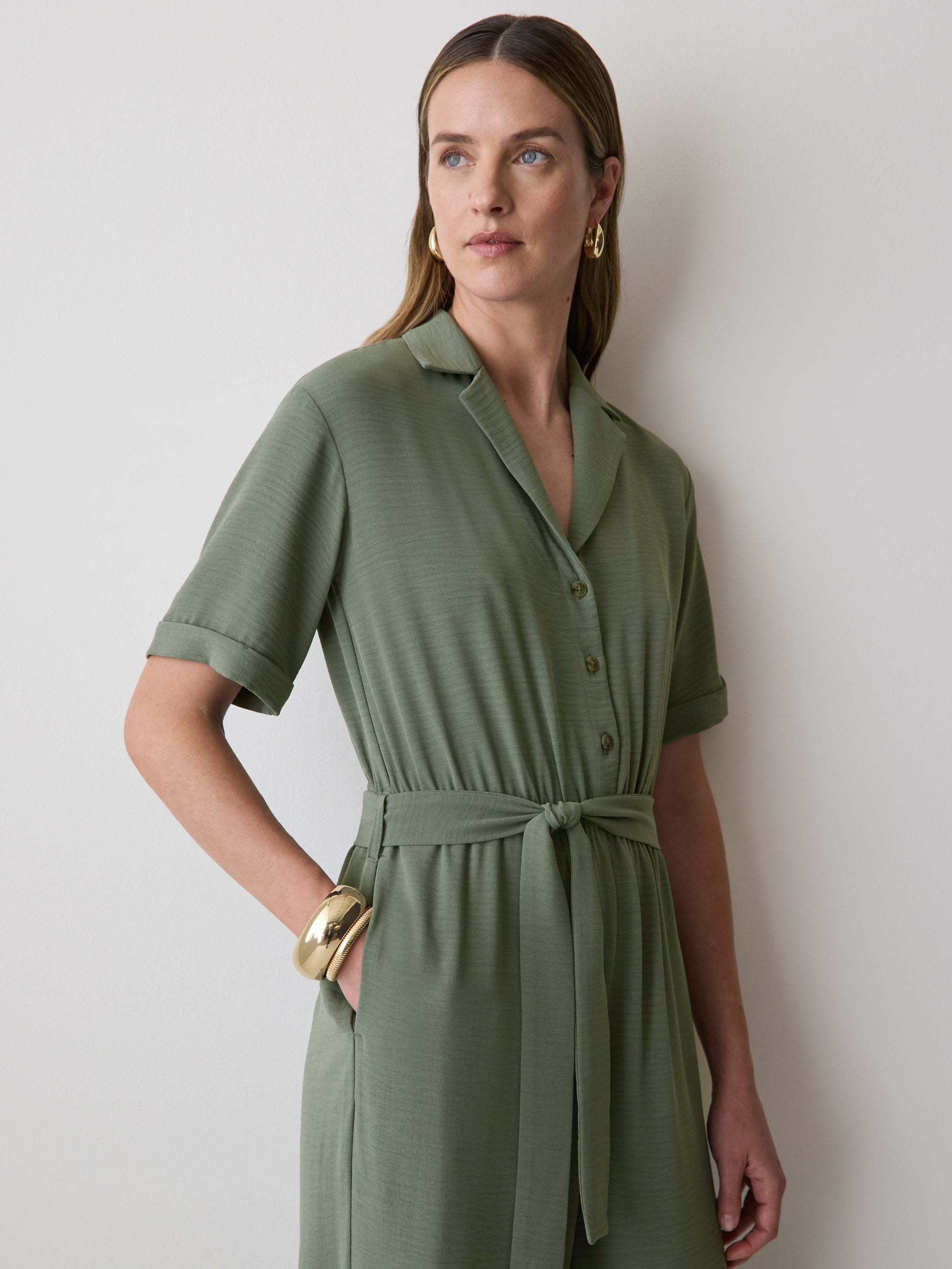 Short-Sleeve Wide-Leg Jumpsuit