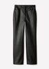 Straight High Rise PU Denim Pant