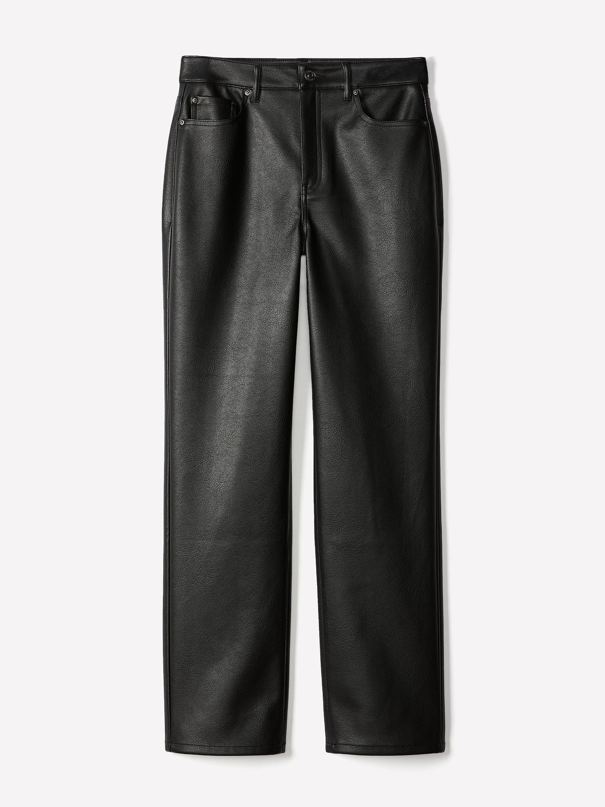 Straight High Rise PU Denim Pant