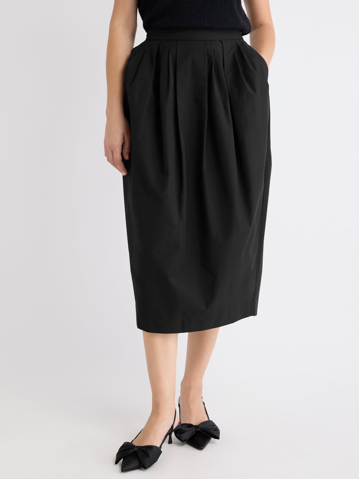 High-Rise Straight Midi Skirt