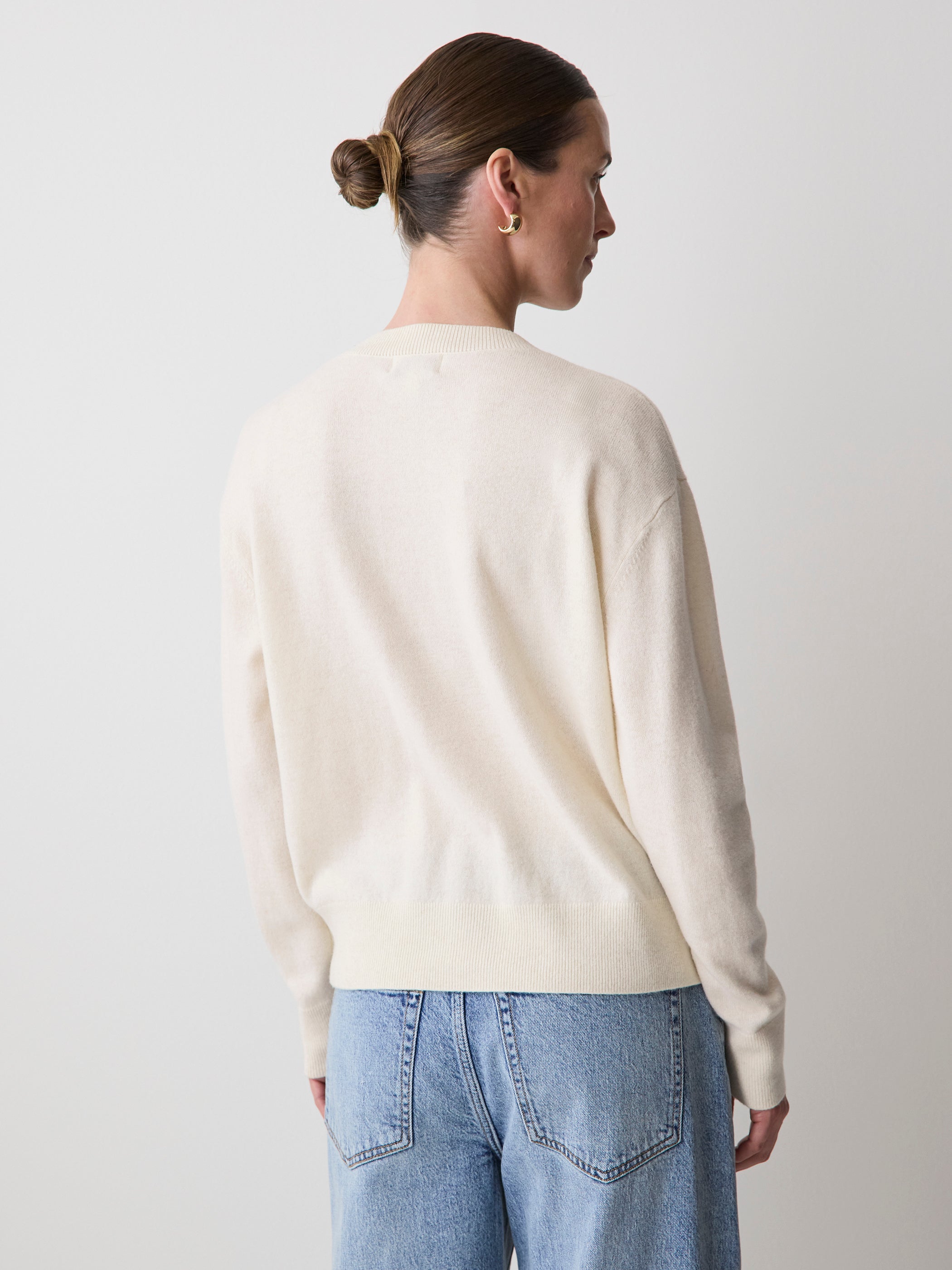 Merino Wool V-Neck Drop Shoulder Sweater
