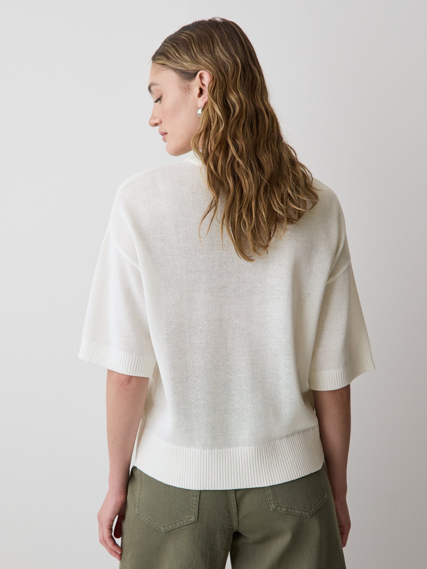 Short-Sleeve Crew-Neck Boxy Sweater