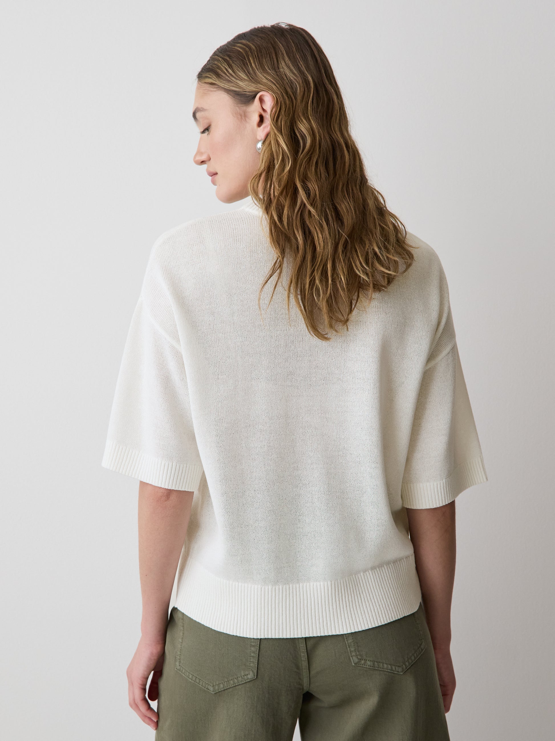 Short-Sleeve Crew-Neck Boxy Sweater