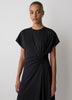 Knit V-Neck Dollman Midi Dress with Silk Blend