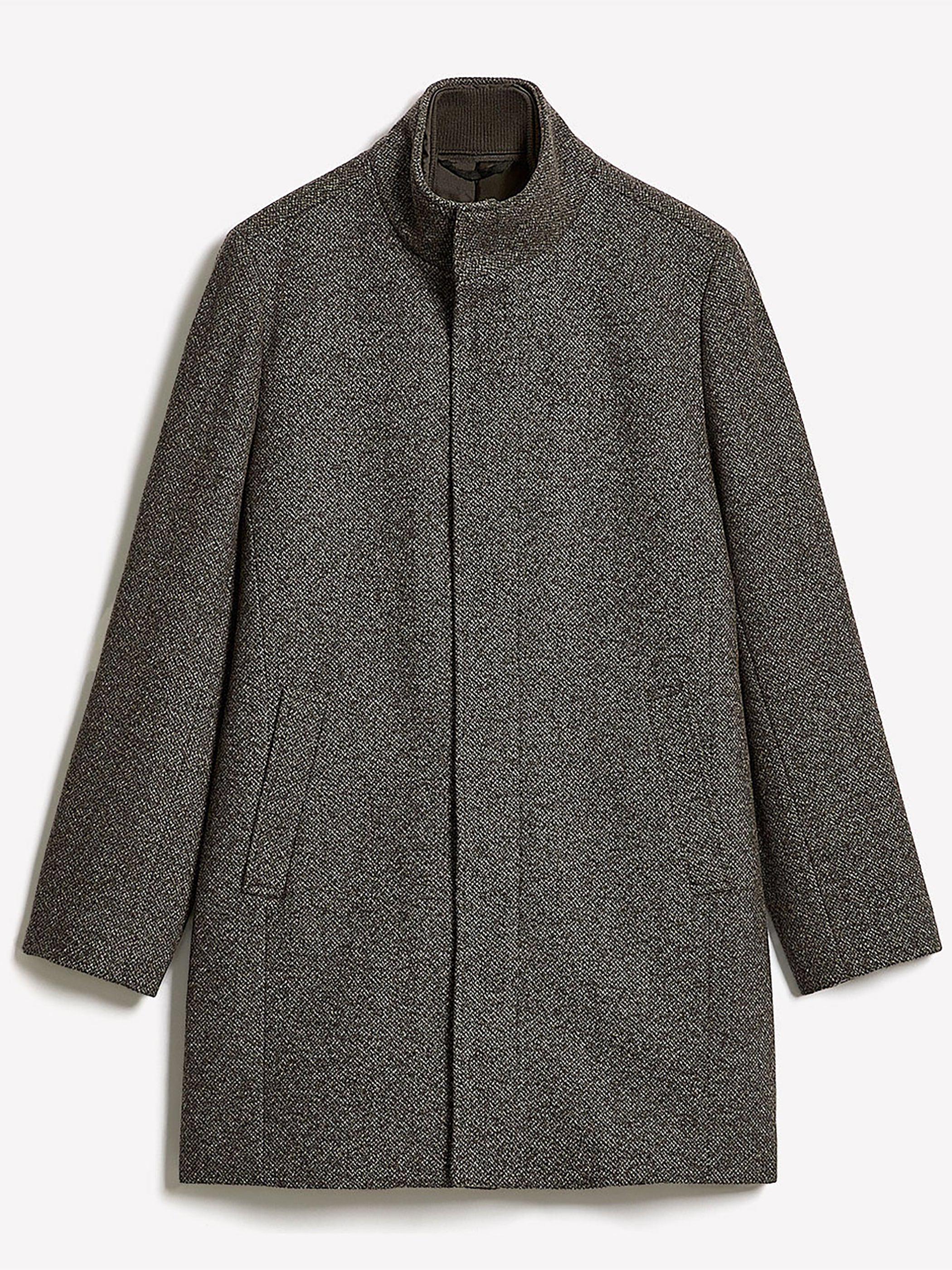 Classic Mock-Neck Heathered-Wool Coat with Dickey