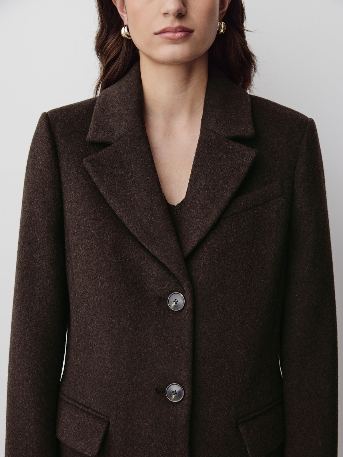 Classic Wool-Blend Three-Button Coat