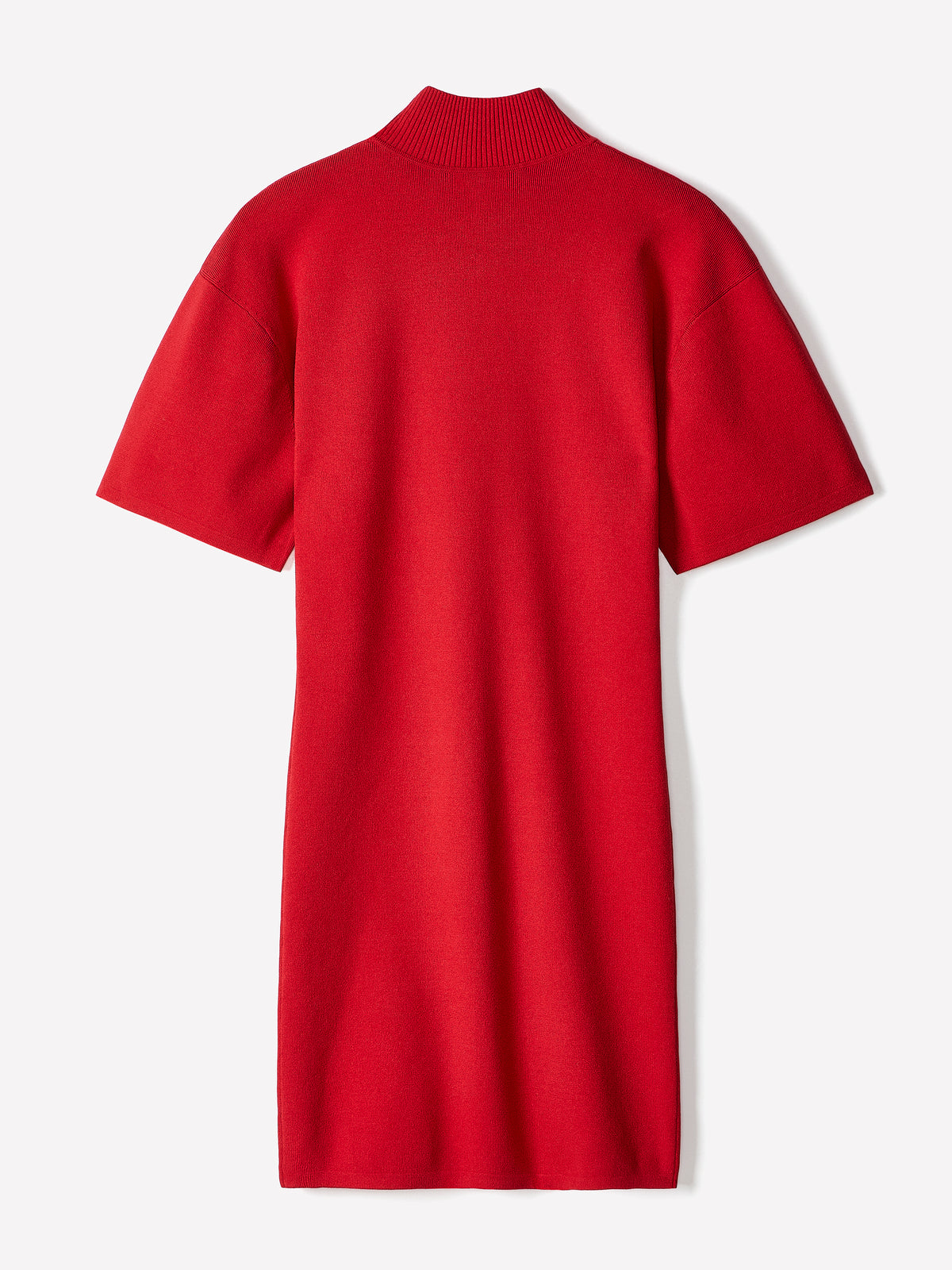 Short-Sleeve Mock-Neck Mini Sweater Dress