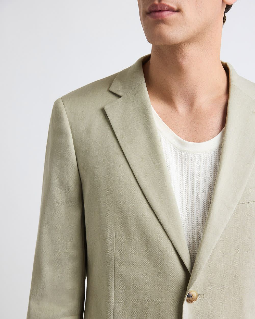Tailored-Fit Sage Linen-Blend Suit Blazer