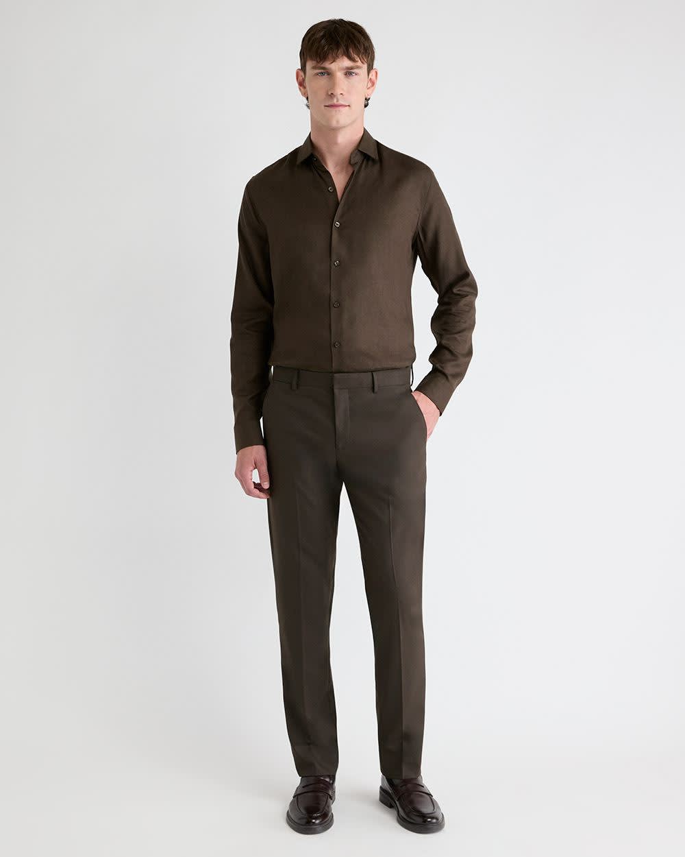 Chemise Habillée en Lyocell Chiné à Coupe Ajustée